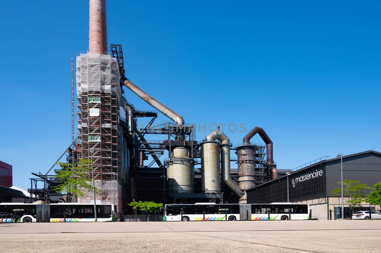 Le Fonds Belval Esch sur Alzette, center of the Luxembourg iron and steel industry, smelting works and blast furnace mixed with modern architecture, 10.06.2024