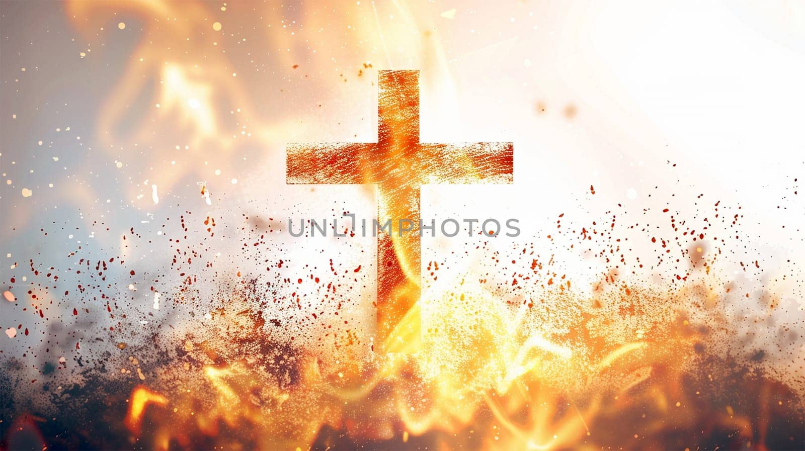 Religious cross on fire with fire flames. Christianity Religion Symbol Cross on Fire Burning Hell. Burning cross of Jesus