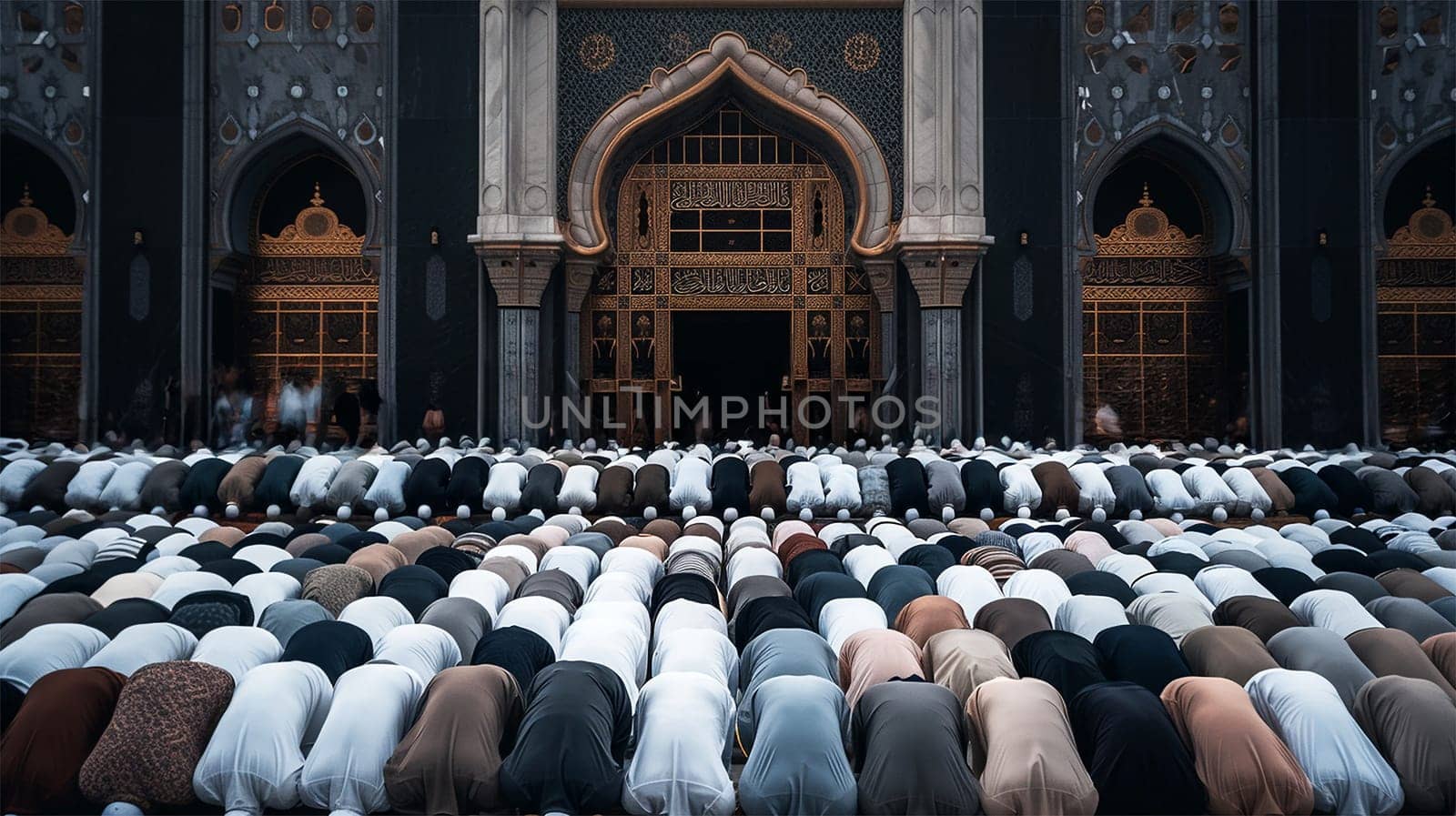 Muslims praying together in a mosque. Muslims listen to sermons during Friday prayers in congregation Islam