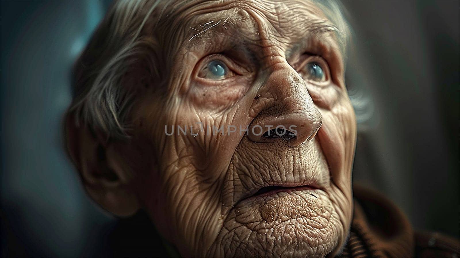 Portrait of a very old senior man looking serious,sad. Old senior man closeup serious expression portrait. Moody design. Grandpa