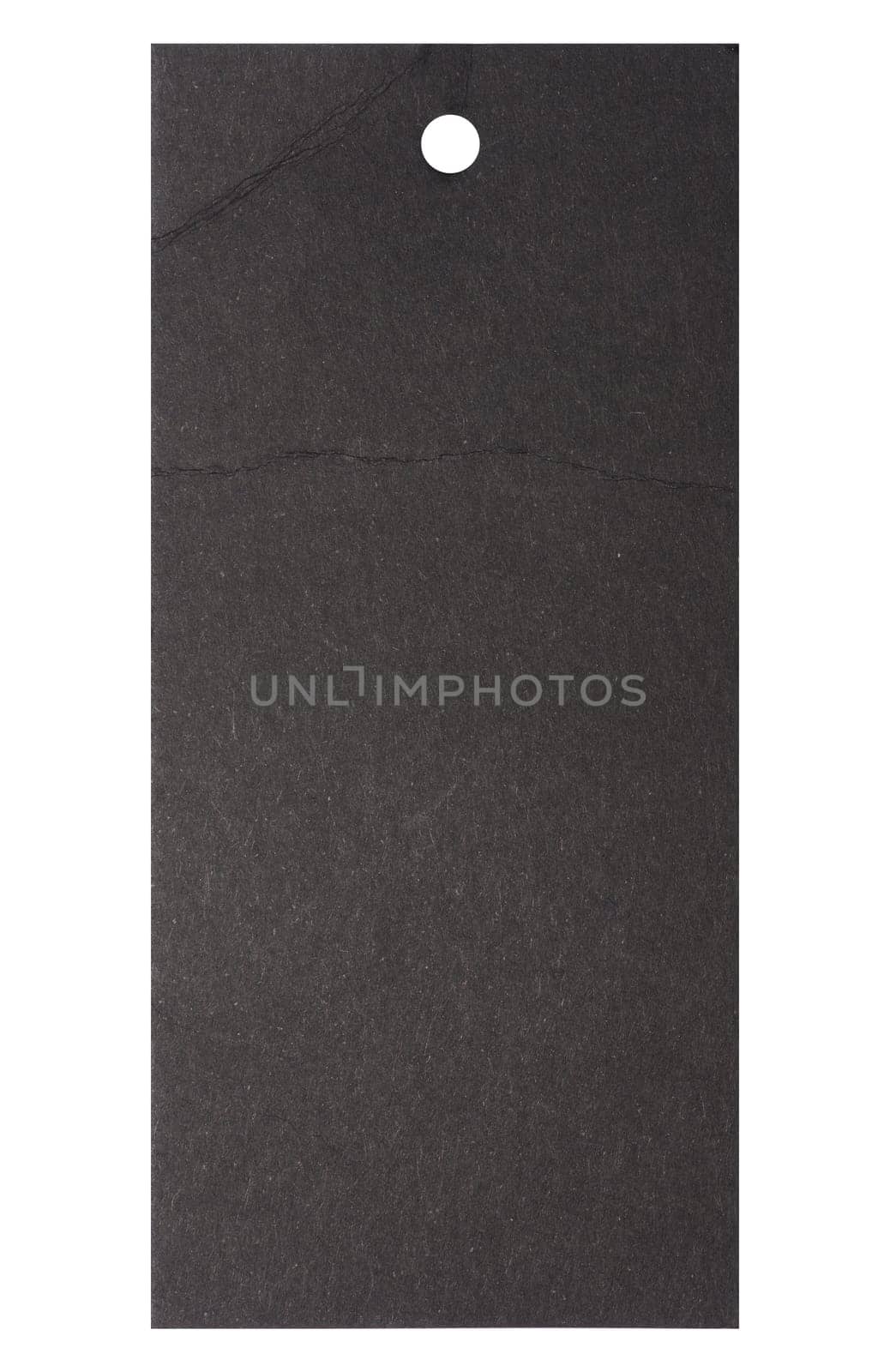 Blank black rectangular paper tag on a white background, template for price, discount