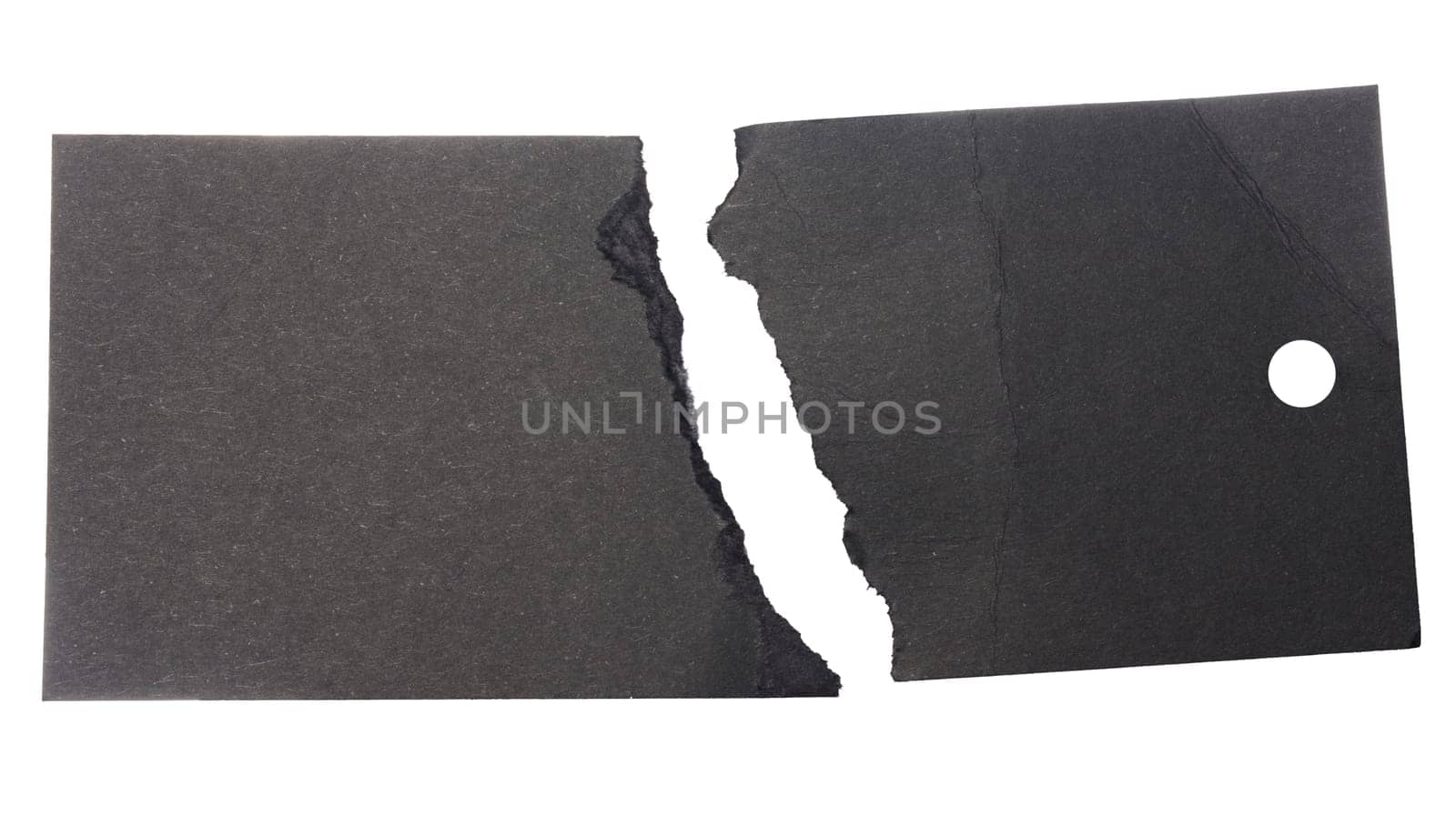 Torn black paper price tag on isolated background