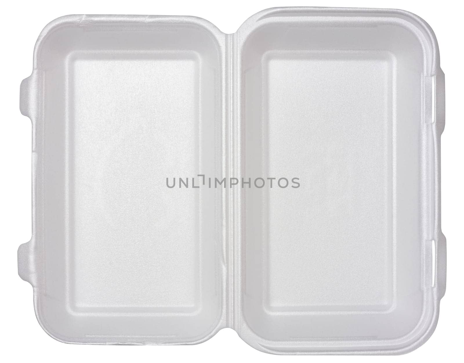 Disposable tableware with lid for hot food on isolated background, top view