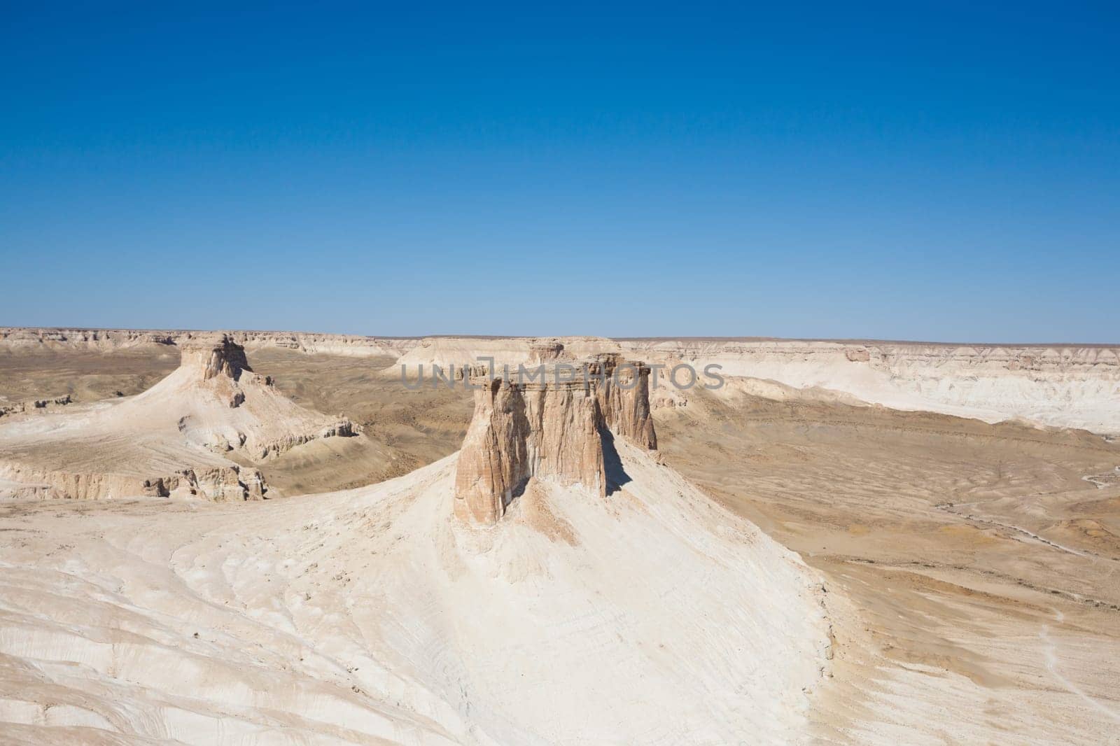 Stunning Mangystau landscape, Kazakhstan. Rock pinnacles view, Bozzhira valley. Central asia landmark