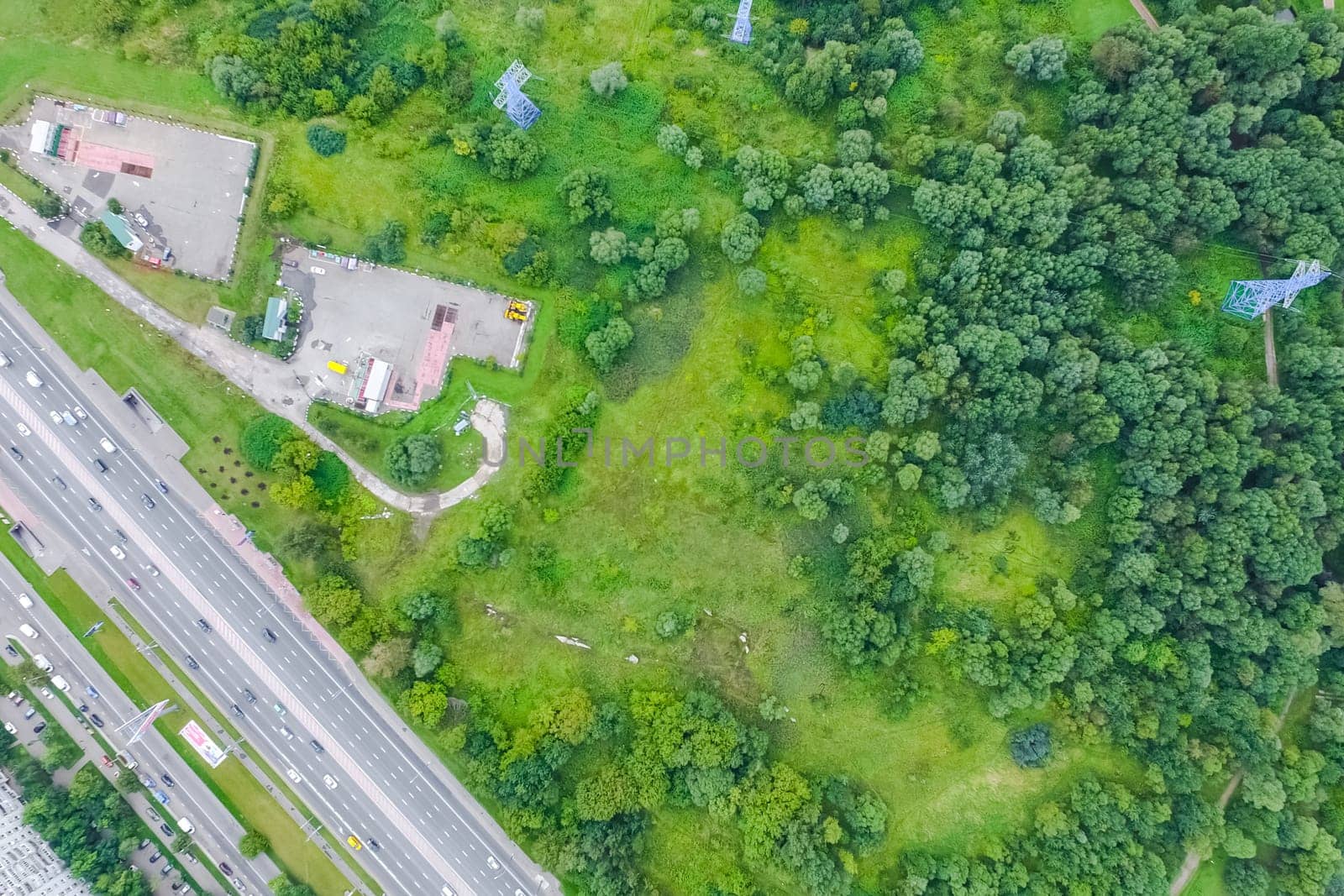 Top view of the highway. The road to the city.