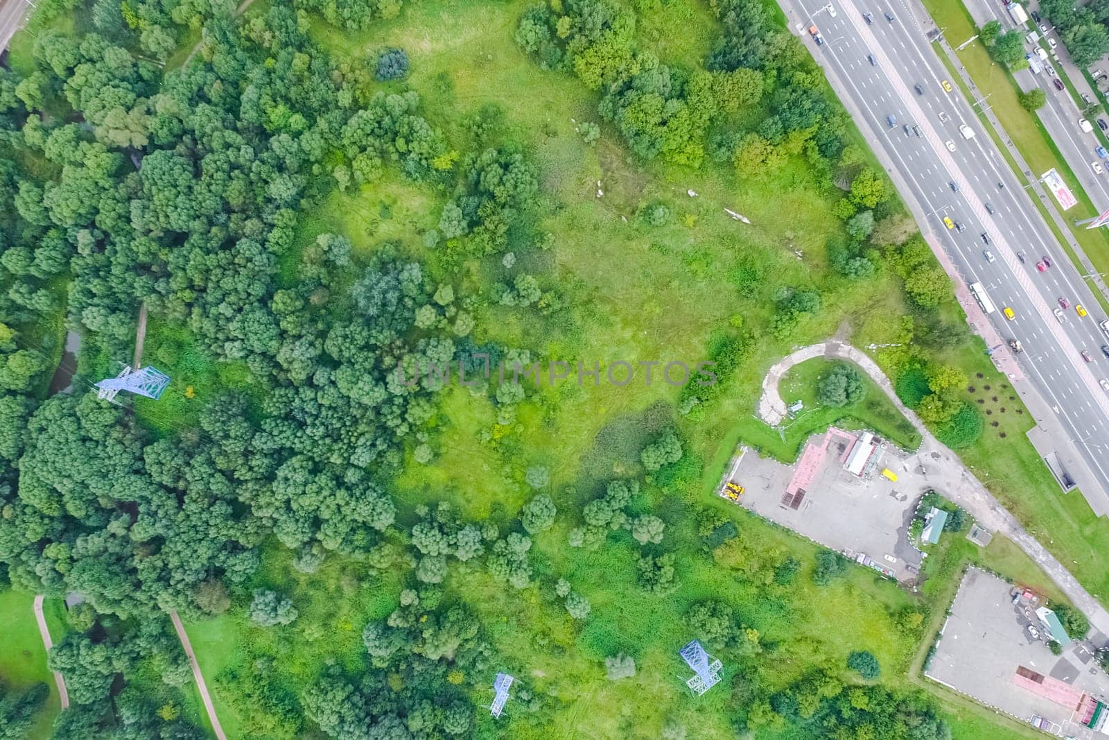 Top view of the highway. The road to the city.
