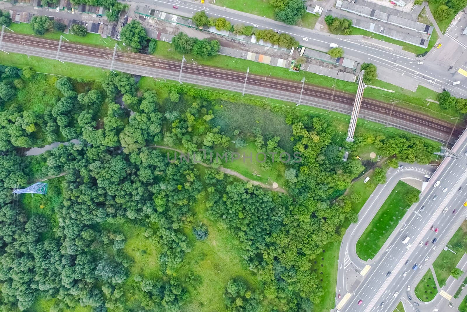 Top view of the highway. The road to the city.