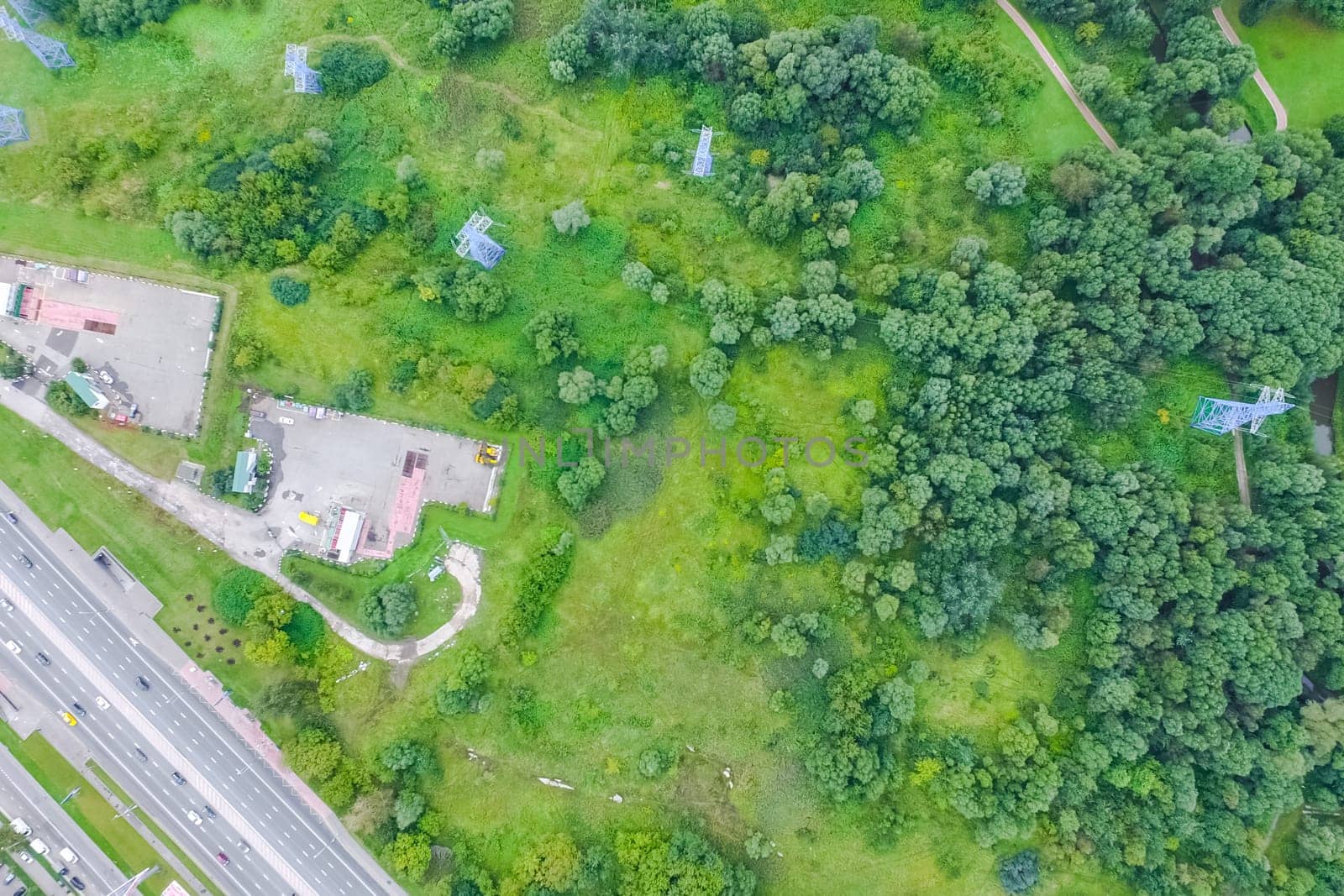 Top view of the highway. The road to the city.