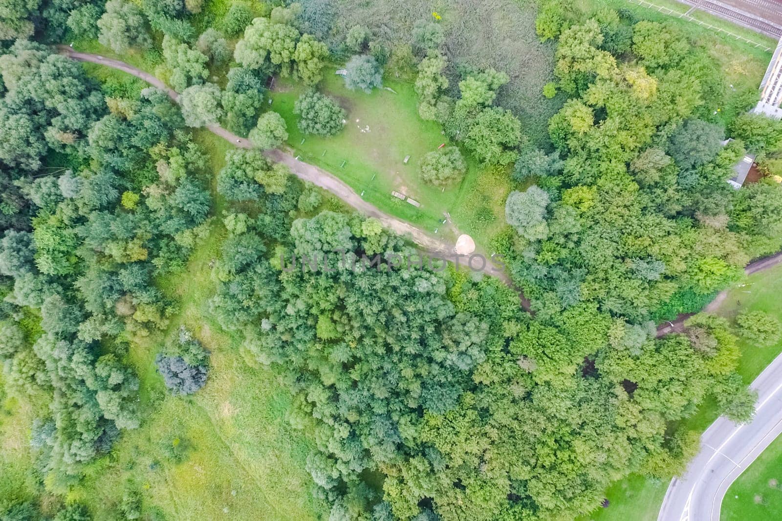 Suburban park and glade. Suburban landscape suburbs