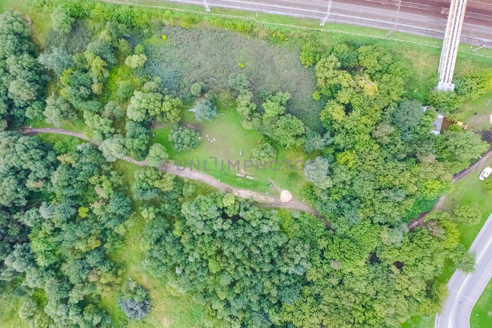 Suburban park and glade. Suburban landscape suburbs