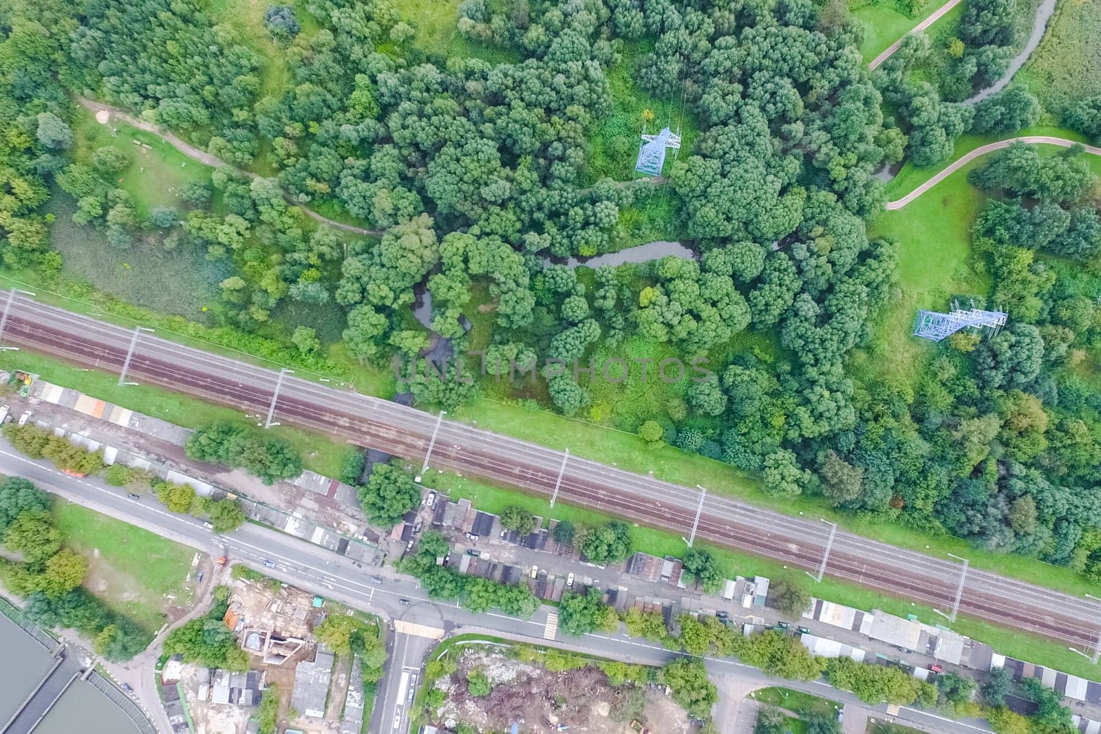 Suburban park and glade. Suburban landscape suburbs
