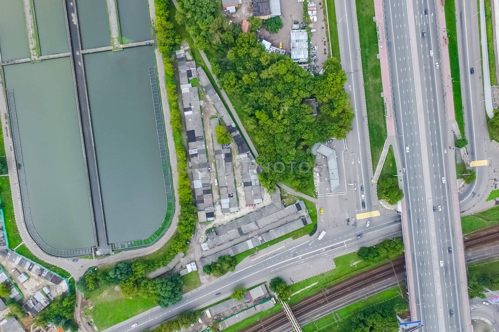 Top view of the highway. The road to the city.