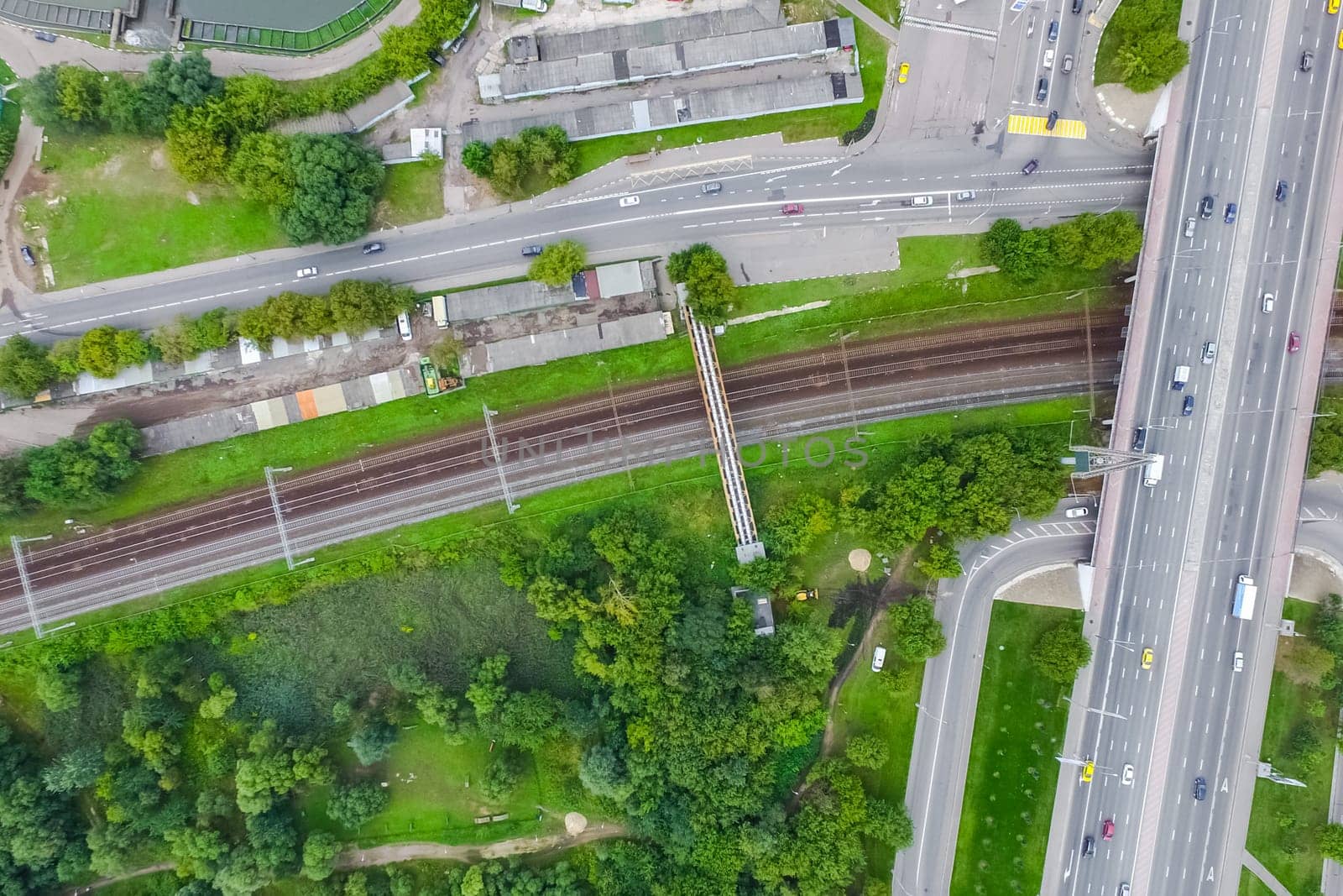 Top view of the highway. The road to the city.
