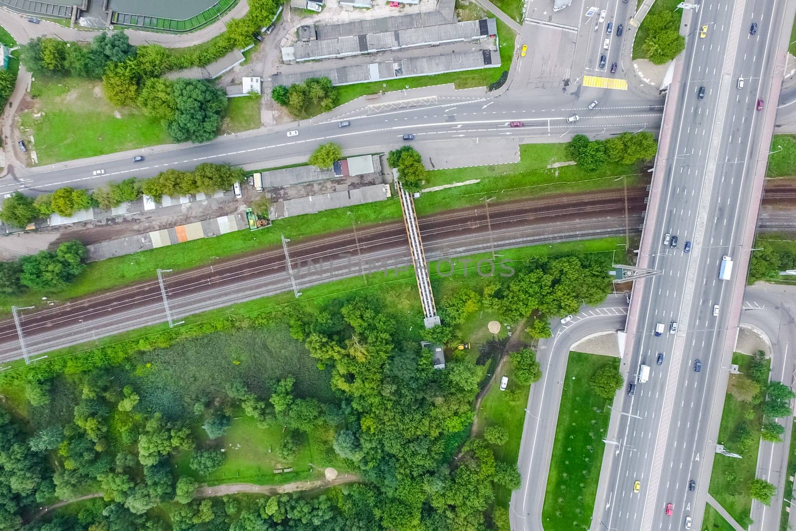 Top view of the highway. The road to the city.