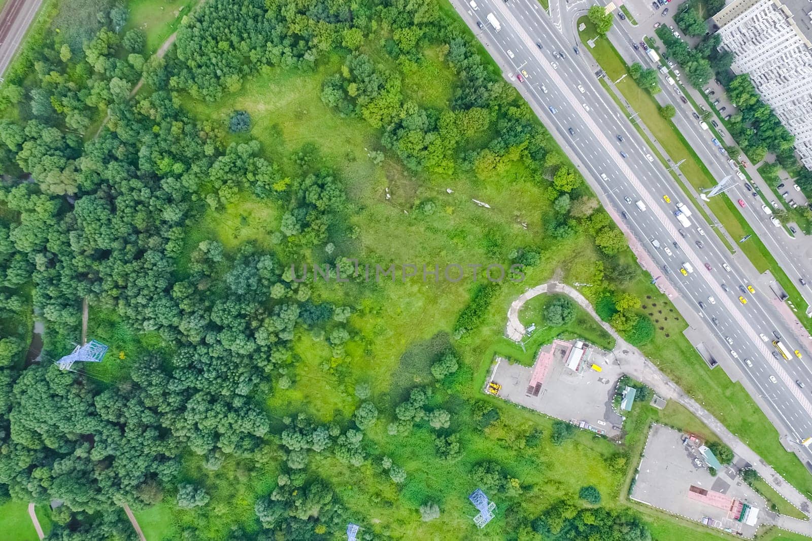 Suburban park and glade. Suburban landscape suburbs