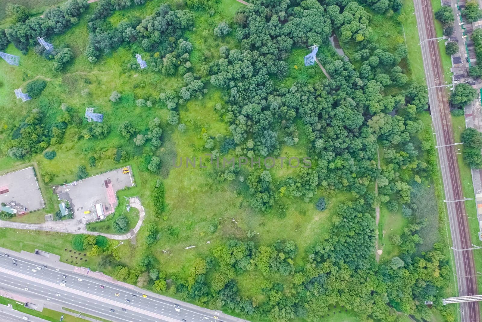 Suburban park and glade. Suburban landscape suburbs