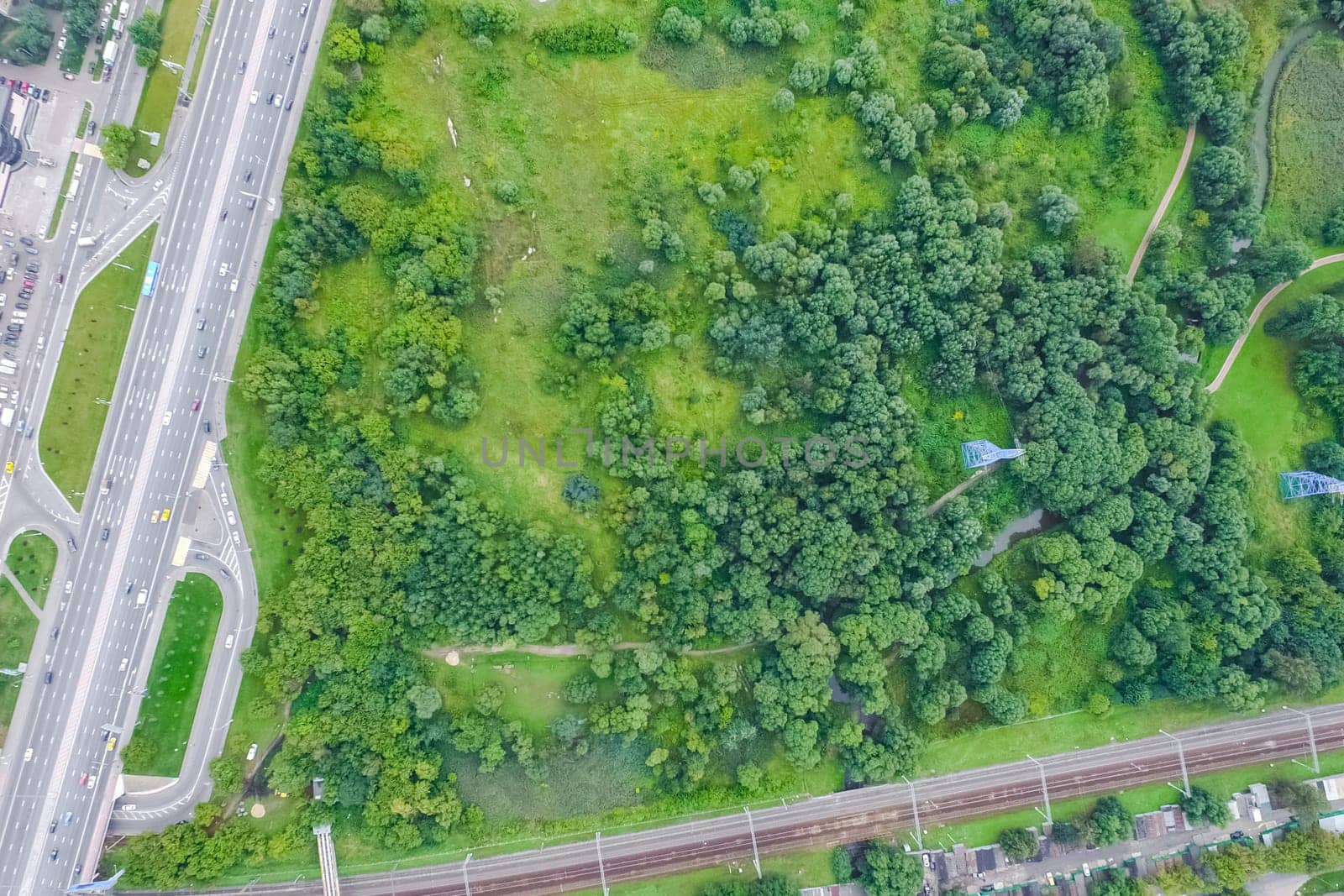 Suburban park and glade. Suburban landscape suburbs
