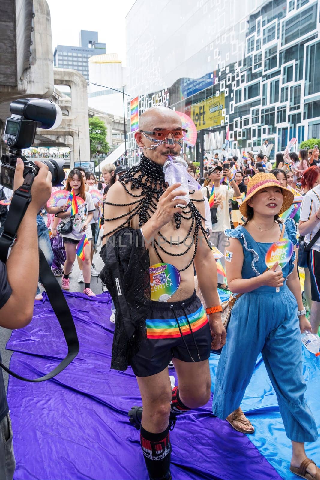 Bangkok, Thailand - JUN 1, 2024 Bangkok Pride Festival 2024, The short action and atmosphere of people joins celebrations in the event in Siam Square Bangkok, Thailand. Gender diversity There is no division of age, race or religion.