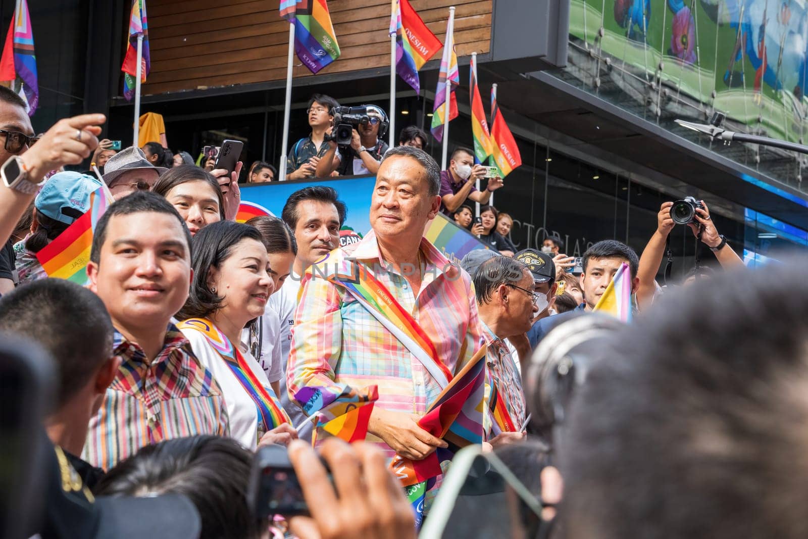 Bangkok, Thailand - JUN 1, 2024 Bangkok Pride Festival 2024, The short action and atmosphere of people joins celebrations in the event in Siam Square Bangkok, Thailand. Gender diversity There is no division of age, race or religion.