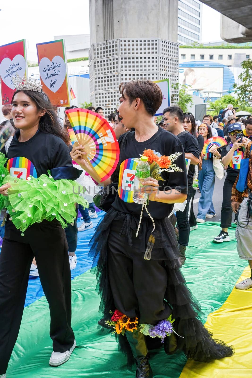Bangkok, Thailand - JUN 1, 2024 Bangkok Pride Festival 2024, The short action and atmosphere of people joins celebrations in the event in Siam Square Bangkok, Thailand. Gender diversity There is no division of age, race or religion.