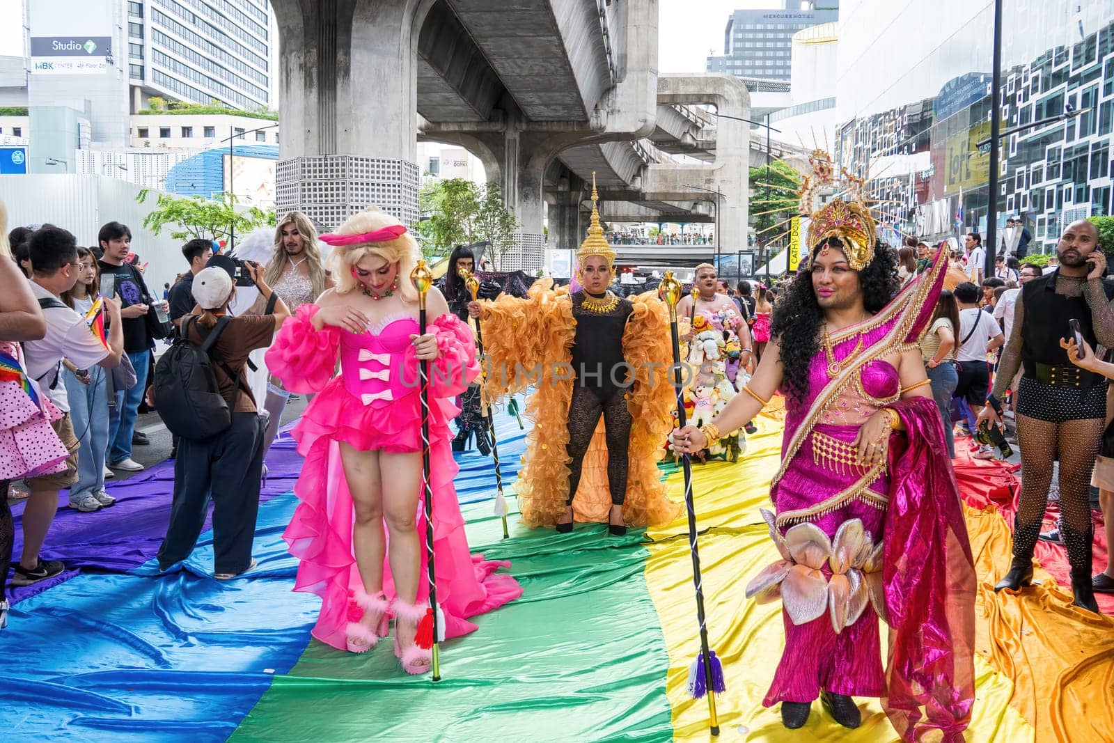 Bangkok, Thailand - JUN 1, 2024 Bangkok Pride Festival 2024, The short action and atmosphere of people joins celebrations in the event in Siam Square Bangkok, Thailand. Gender diversity There is no division of age, race or religion.