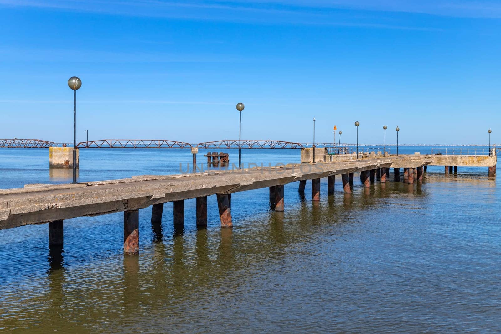 Pier by the Tagus river near Belem, Lisbon, Portugal