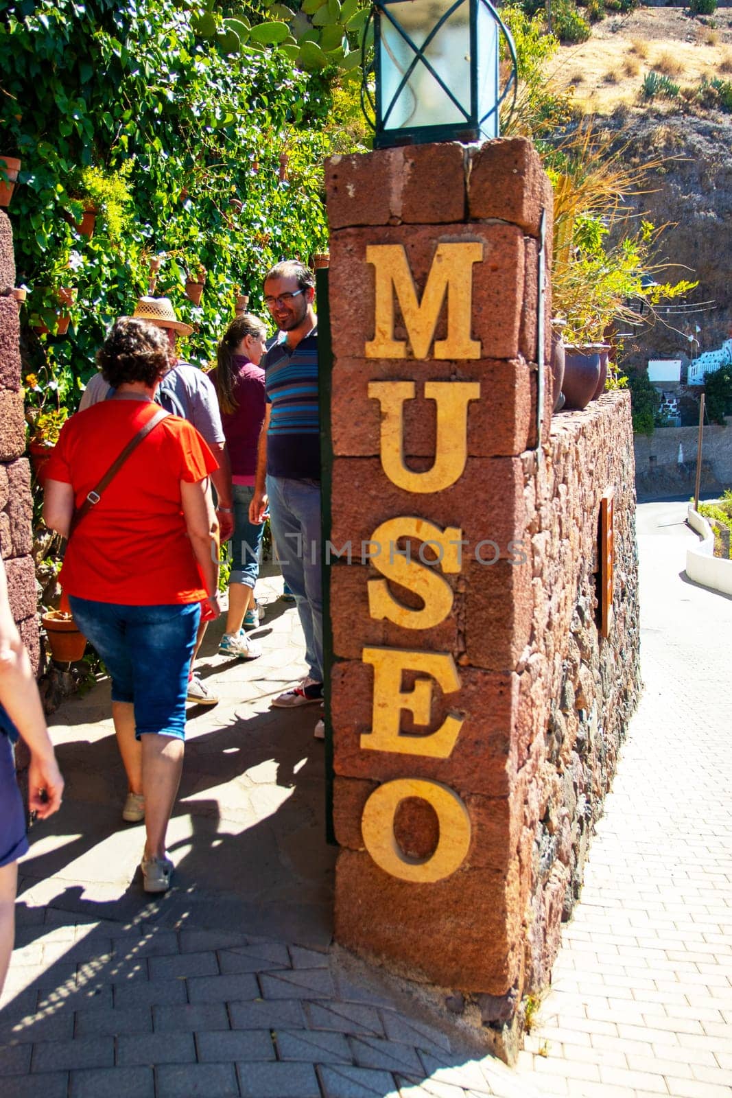 Gran Canaria, Spain – Sep 17, 2018. The entrance to the caves in the Museo Etnografico Casas Cuevas in Artenara.