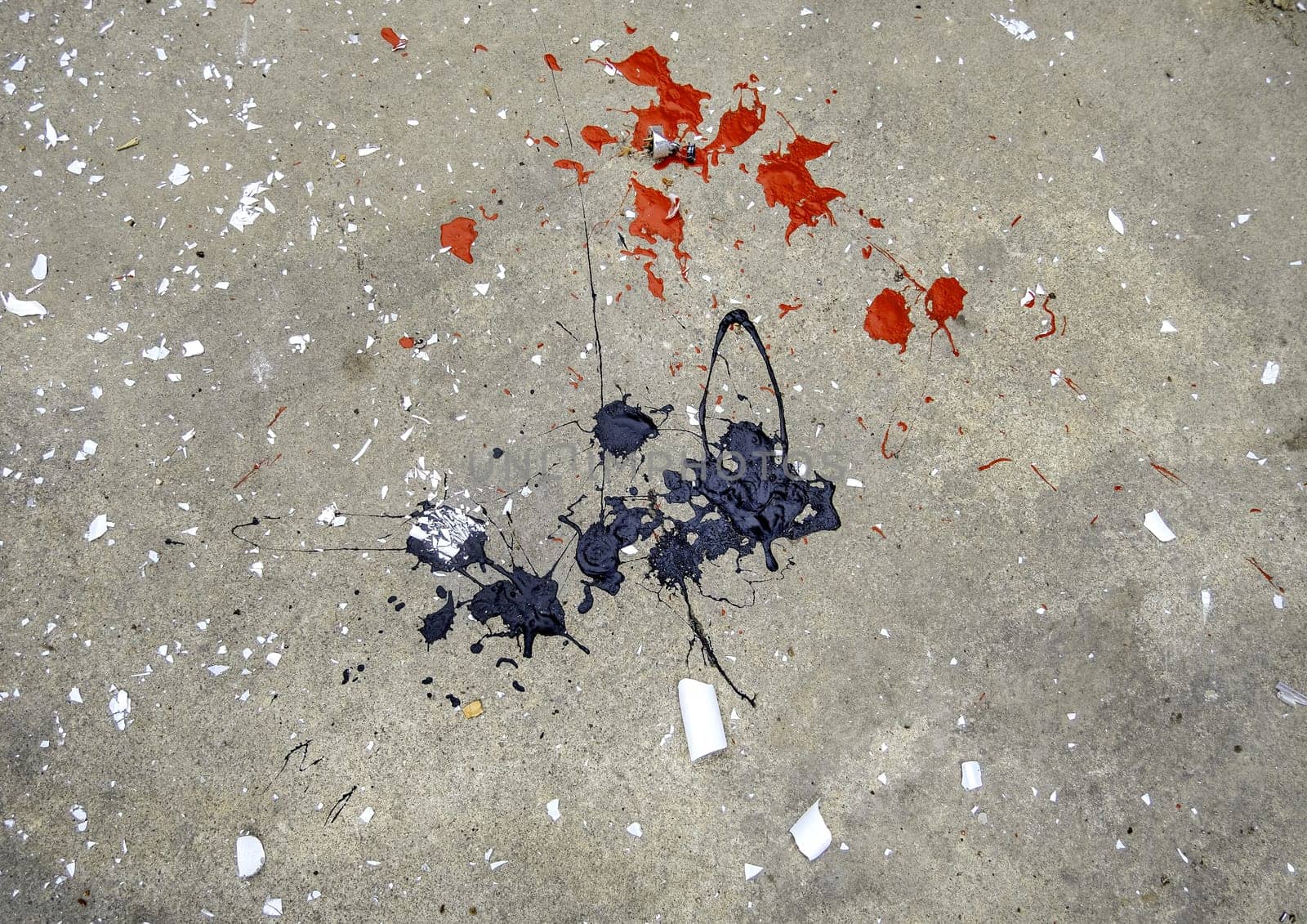 Detail of paint stains on a cement floor