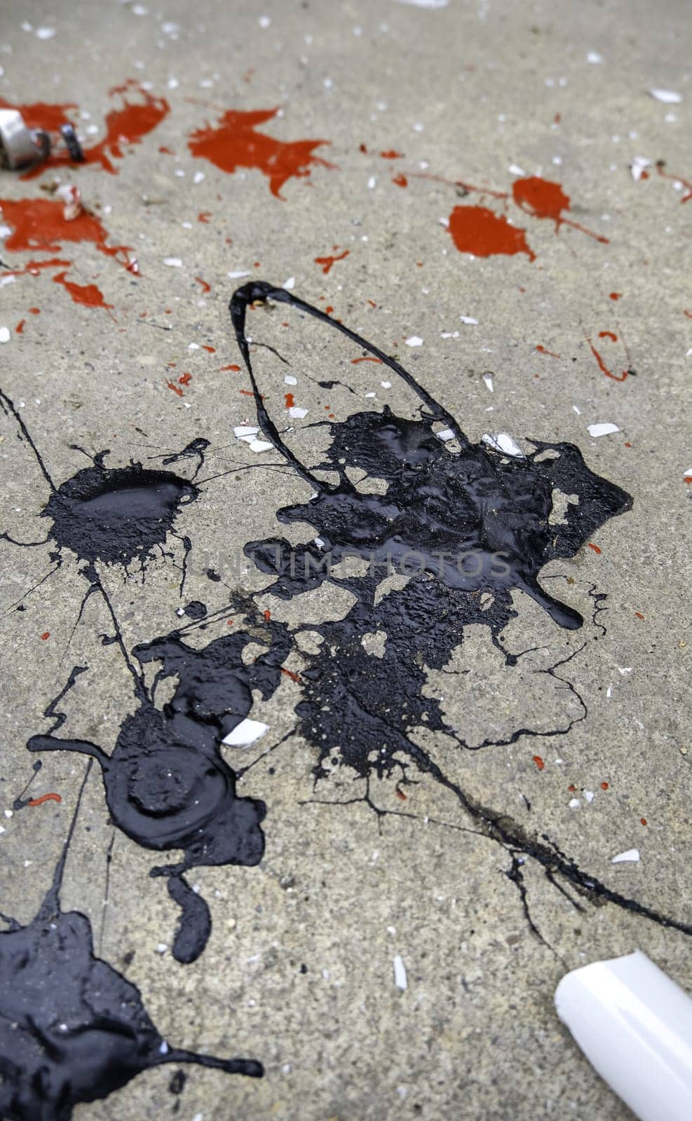 Detail of paint stains on a cement floor