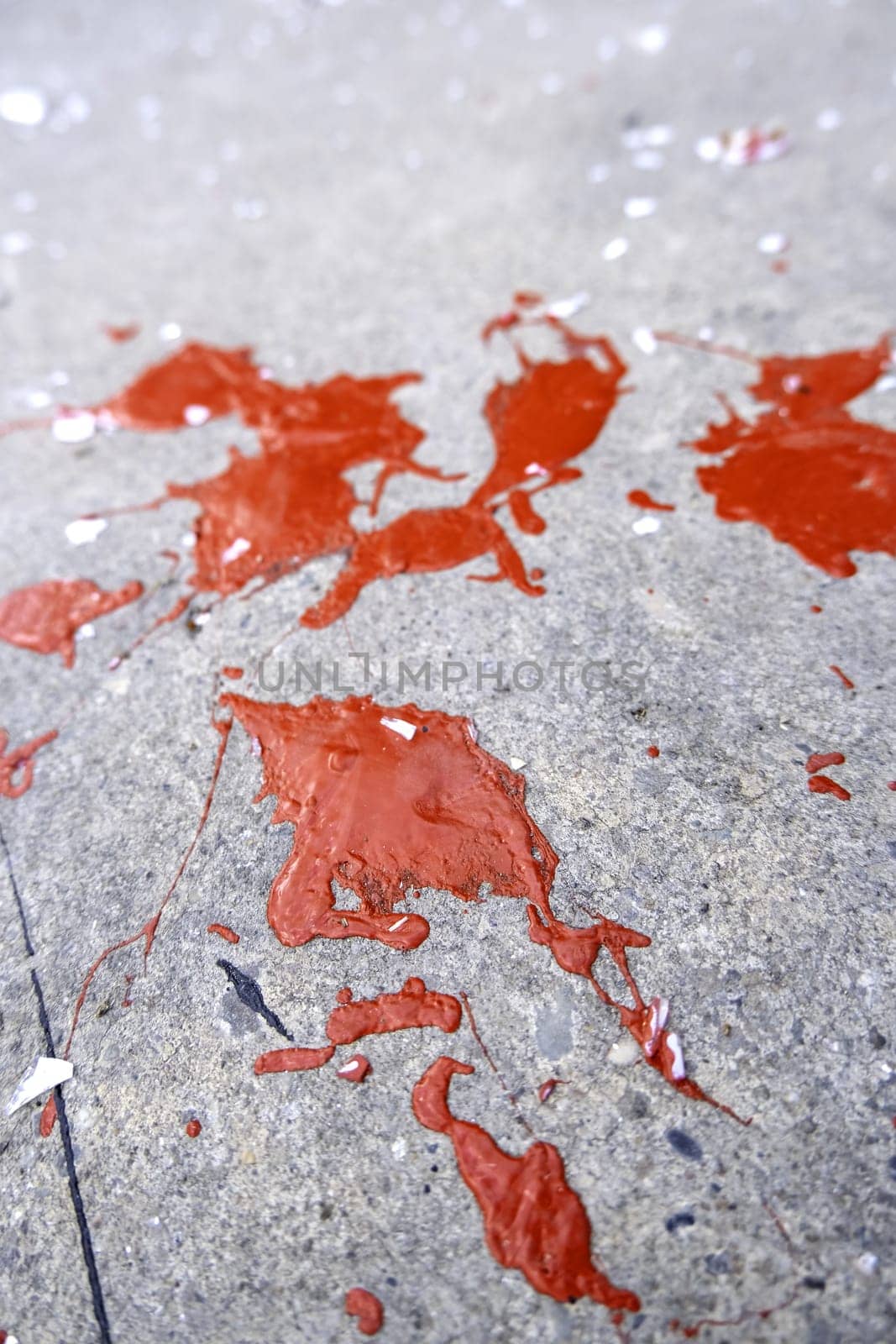 Detail of paint stains on a cement floor
