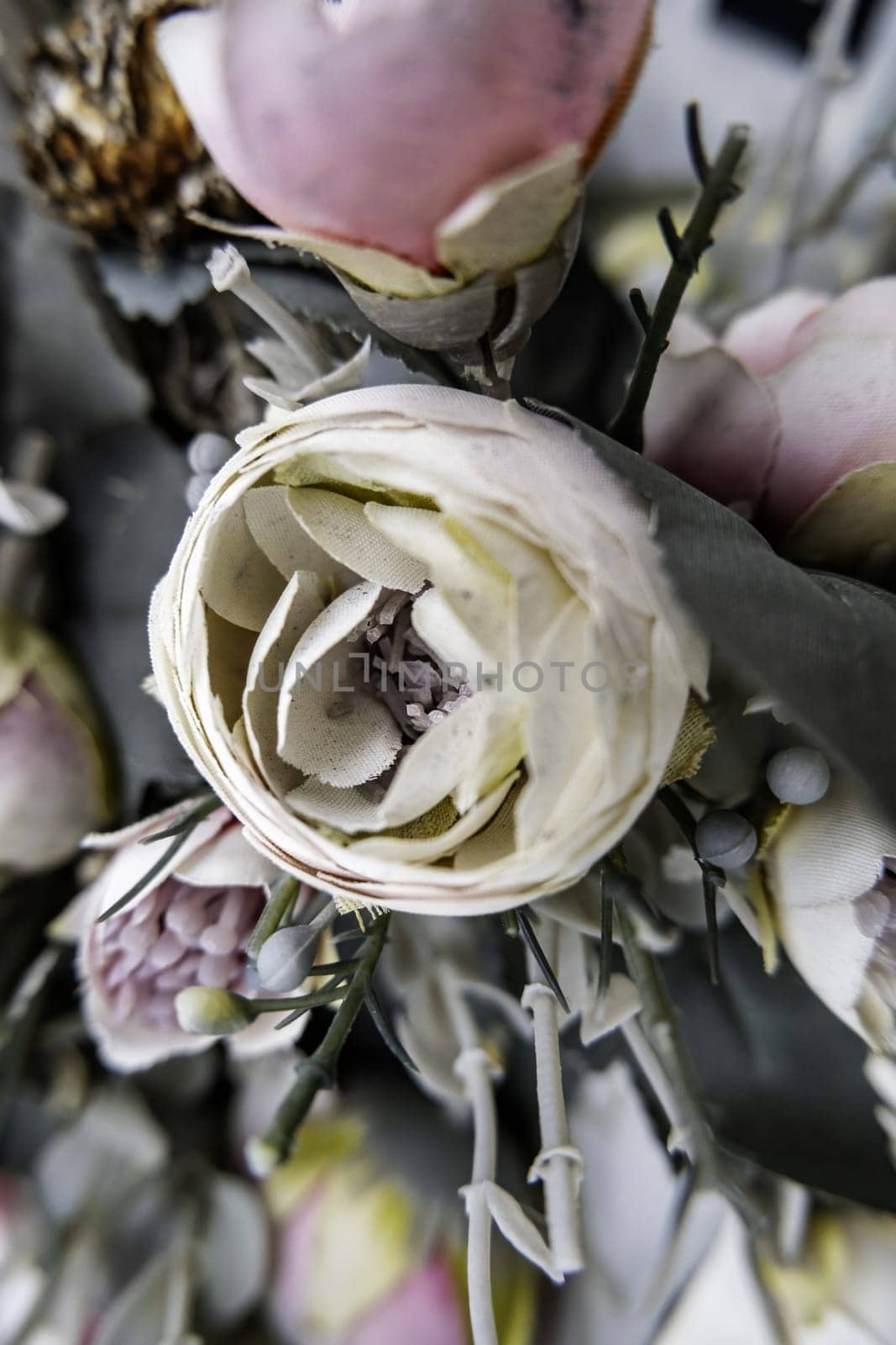Detail of old bouquet of flowers, romantic gift