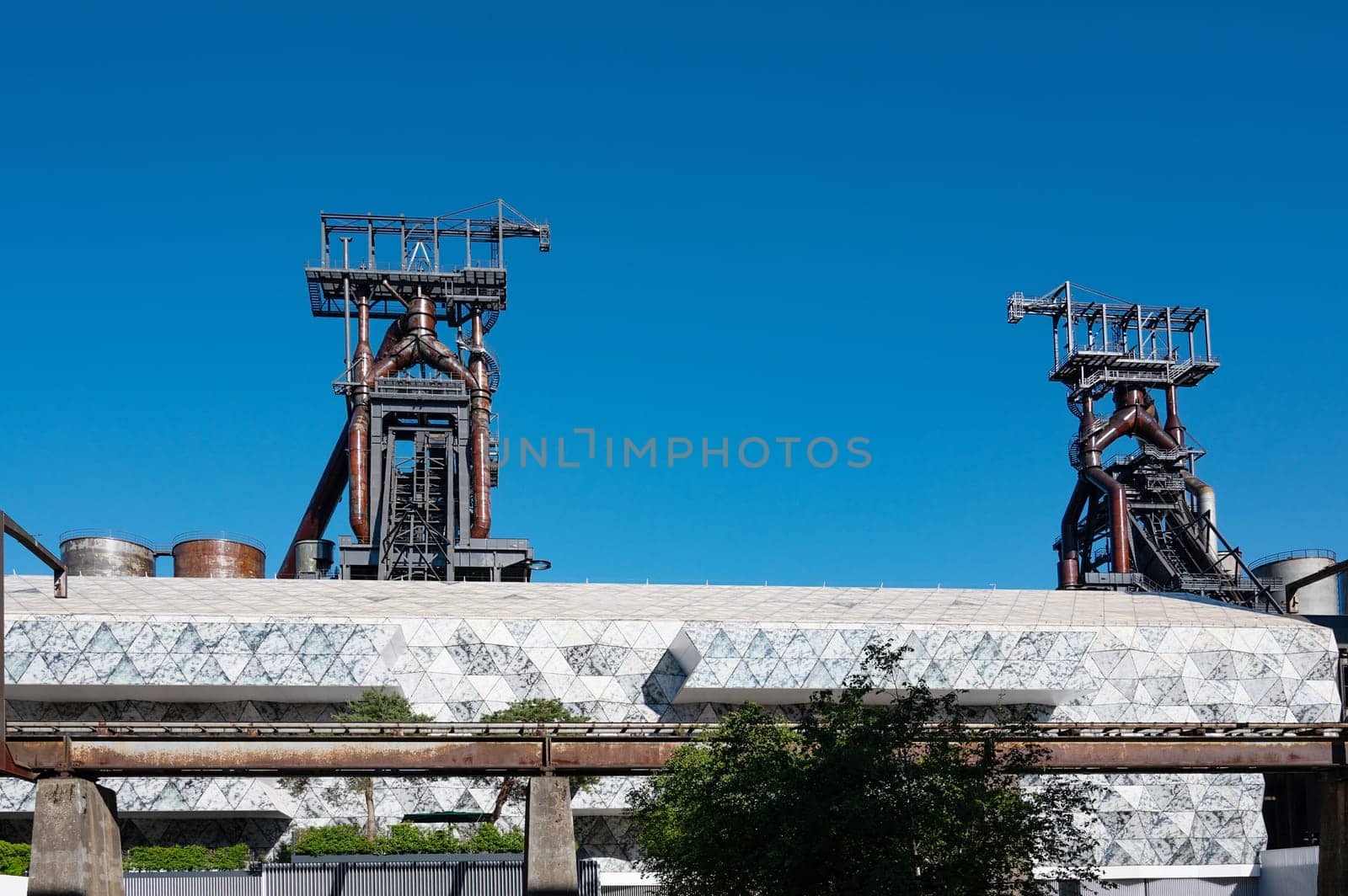 Le Fonds Belval Esch sur Alzette, center of the Luxembourg iron and steel industry, smelting works and blast furnace mixed with modern architecture, 10.06.2024