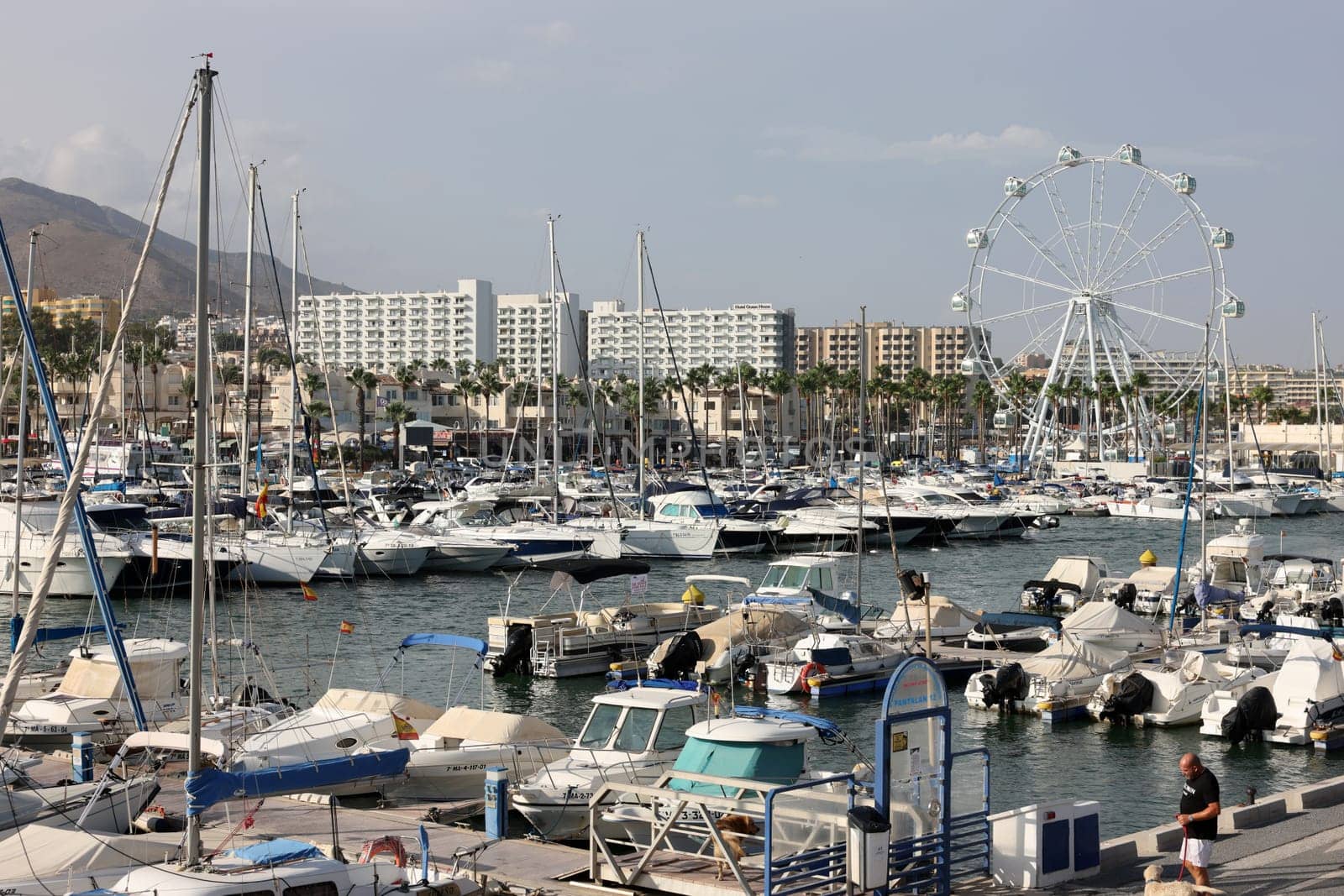 Benalmadena, Spain - September 15, 2023: Boats and yachts moored at Puerto Marina in Benalmadena, Costa del Sol Malaga, Spain. This marina has berths for 1100 boat