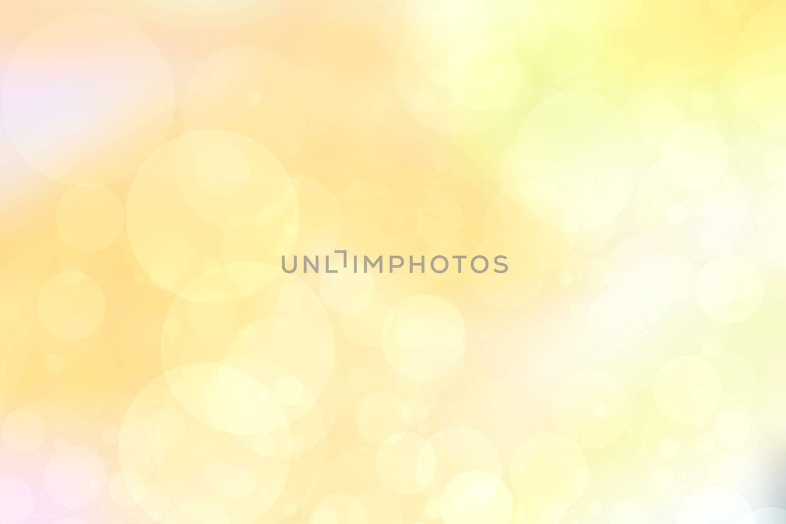 Abstract blurred fresh vivid spring summer light delicate pastel yellow white bokeh background texture with bright circular soft color lights. Beautiful backdrop illustration.