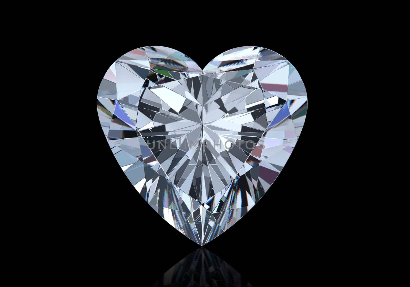 Dazzling diamond with reflection on black background