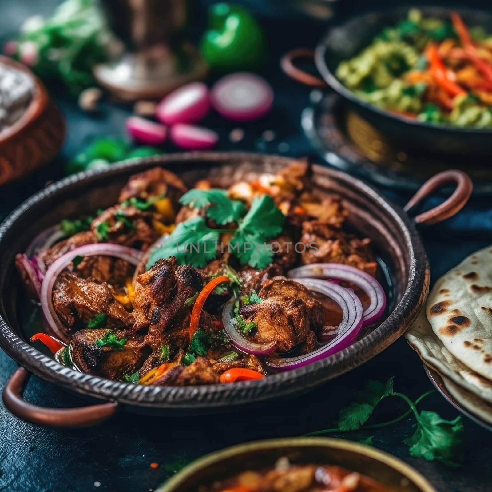 Traditional mexican beef tikka served in a rustic bowl - AI Generated