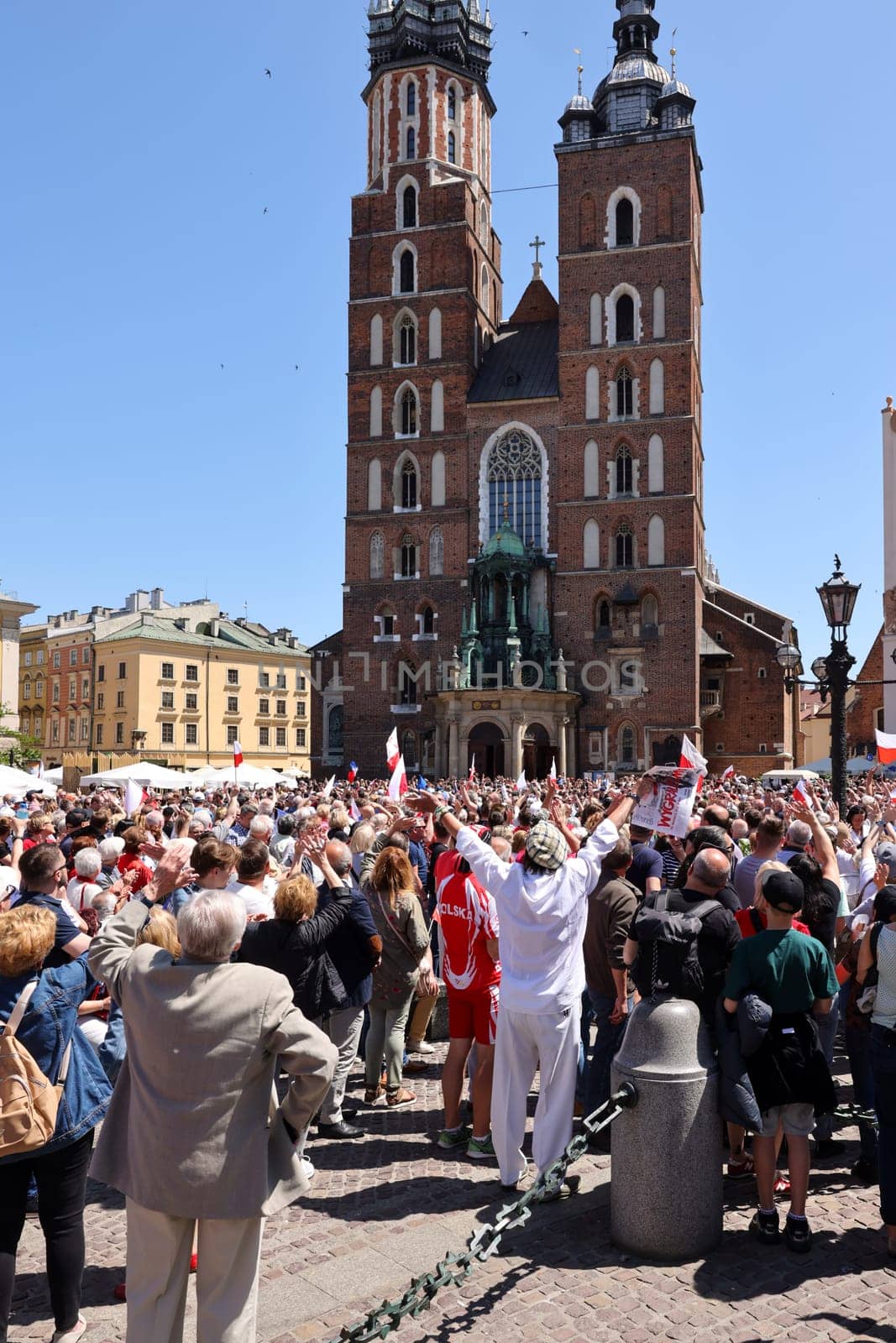 Cracow, Poland - June 4, 2023: March of freedom, march in defense of democracy, Krakow supports the great march in Warsaw.
