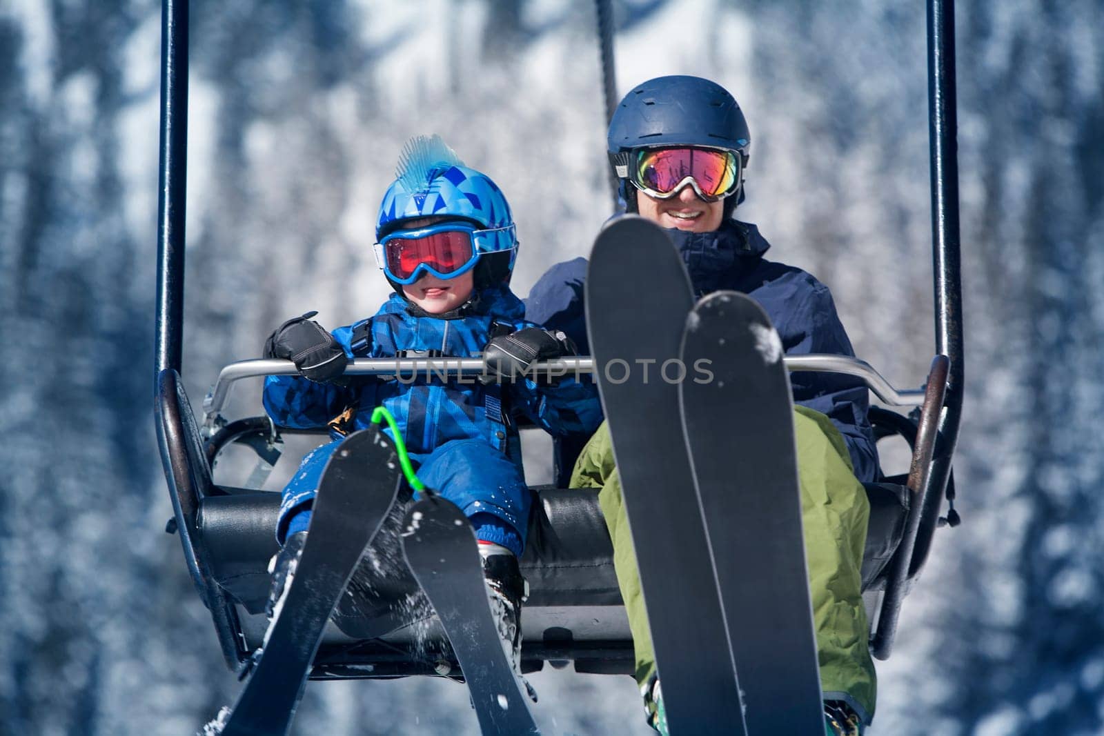 Father and Son sking in Arapahoe Basin, Keystone,Colorado.
