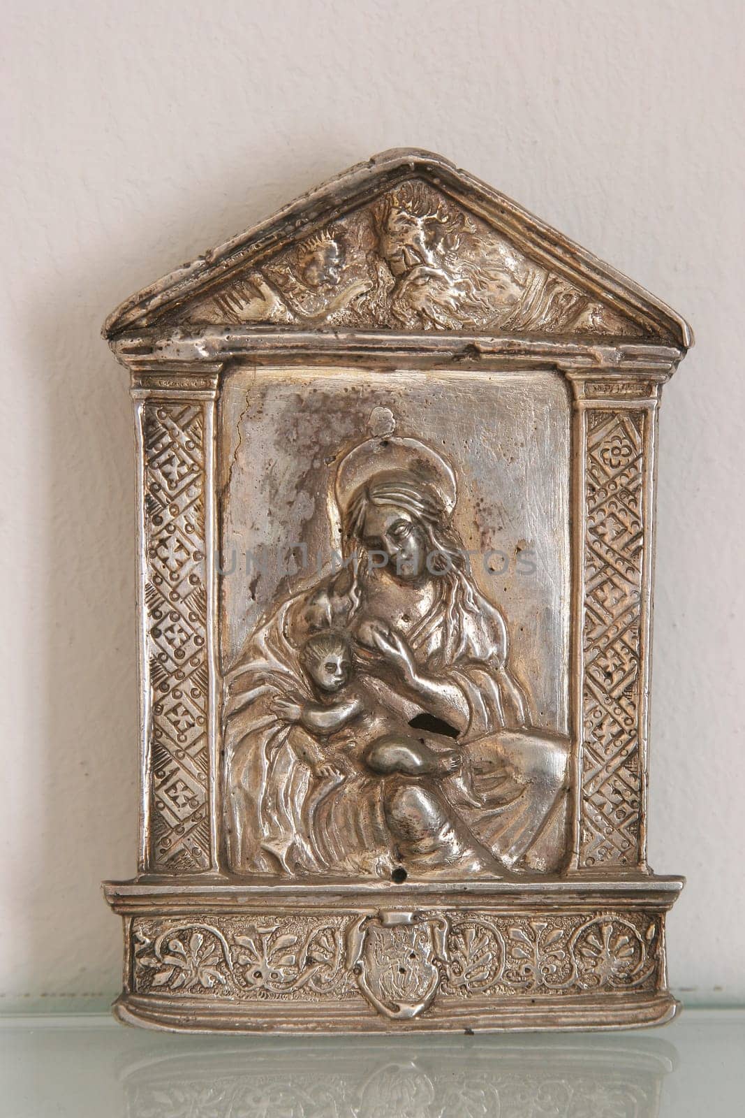 Silver relief depicting the Virgin and Child, Abbot's treasury in the Saint Mark Church in Korcula, Korcula island, Croatia