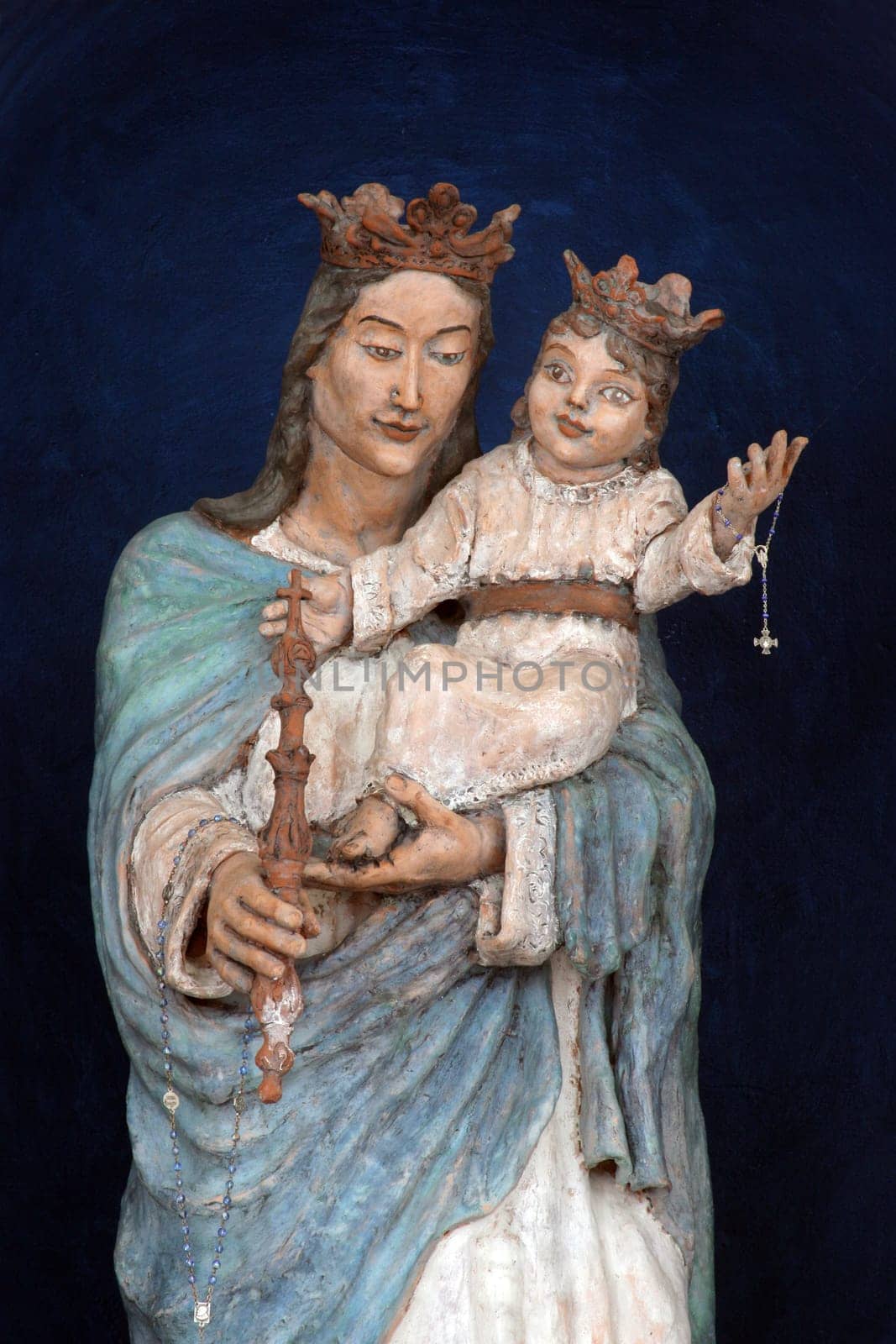Virgin Mary with baby Jesus, statue on the high altar in the parish Church of the Blessed Virgin Mary Help of Christians in Ivanec Bistranski, Croatia