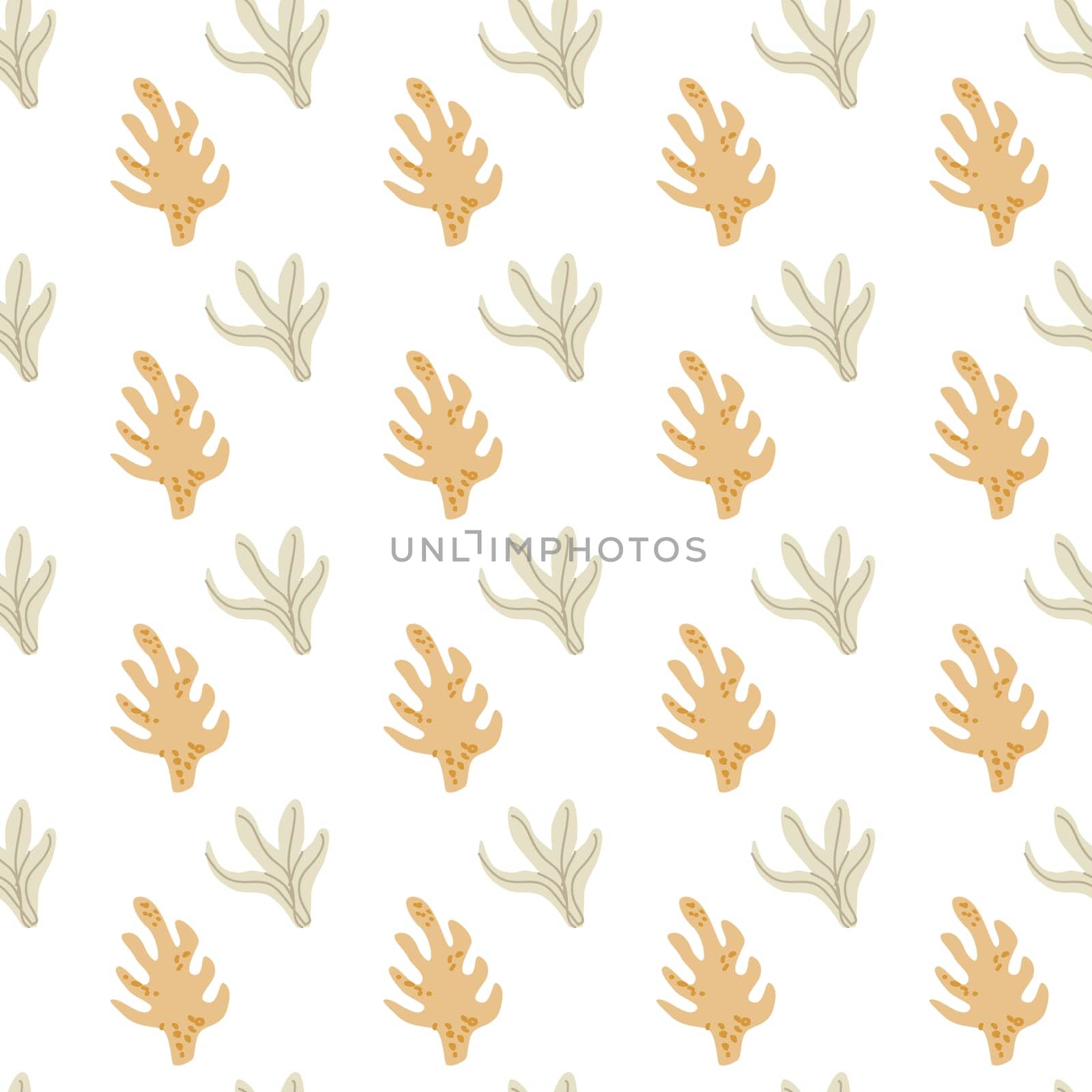 Childrens cute fashion pattern. Childish nursery seaweed seamless background. Marine life elements pattern. Nursery design. Pastel colors. Ocean plants background, seaweed print.
