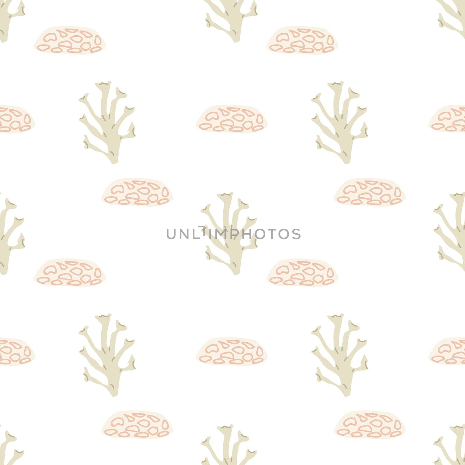 Childrens cute fashion pattern. Childish nursery seaweed seamless background. Marine life elements pattern. Nursery design. Pastel colors. Ocean plants background, seaweed print.