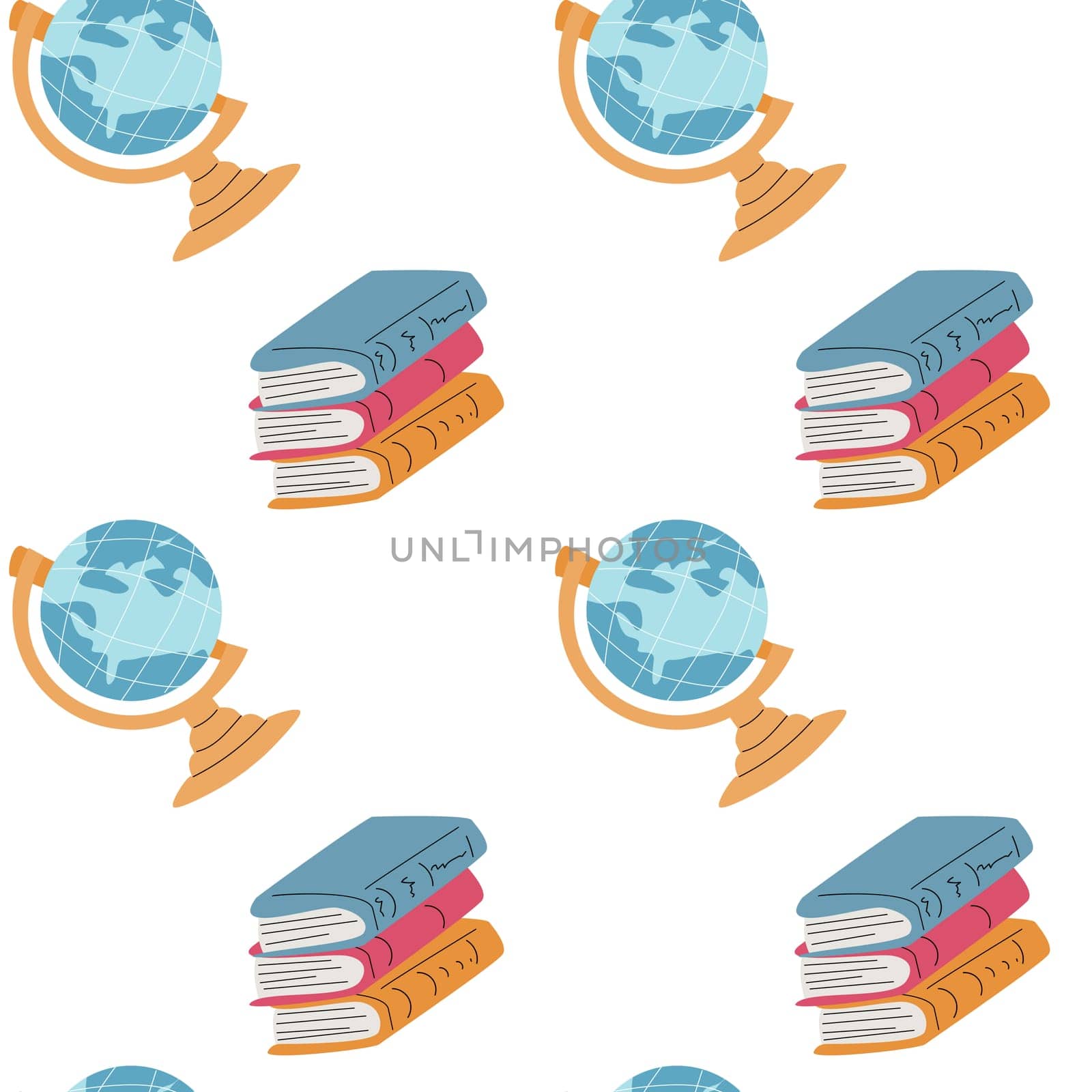 Childrens fashion school pattern. Back to school or kindergarten supplies seamless background. Hand drawn education elements design. Print for fabric, textile, wrapping paper.