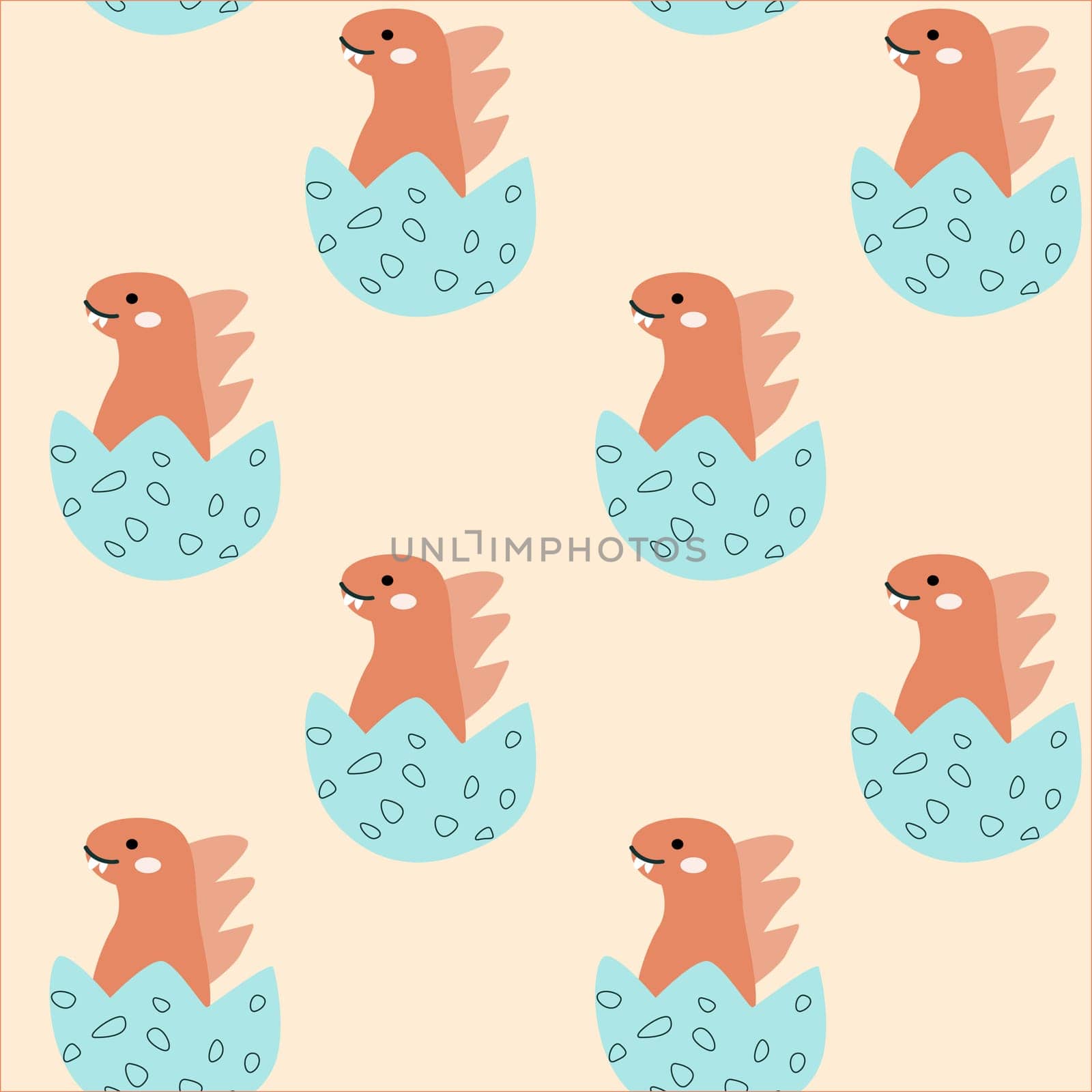 Childrens cute animals pattern - doodle baby dinosaur seamless background. Nursery design. Cute baby dinosaurs or dragons pattern for fabric print, cover design, textile, wallpapers. Little animals.