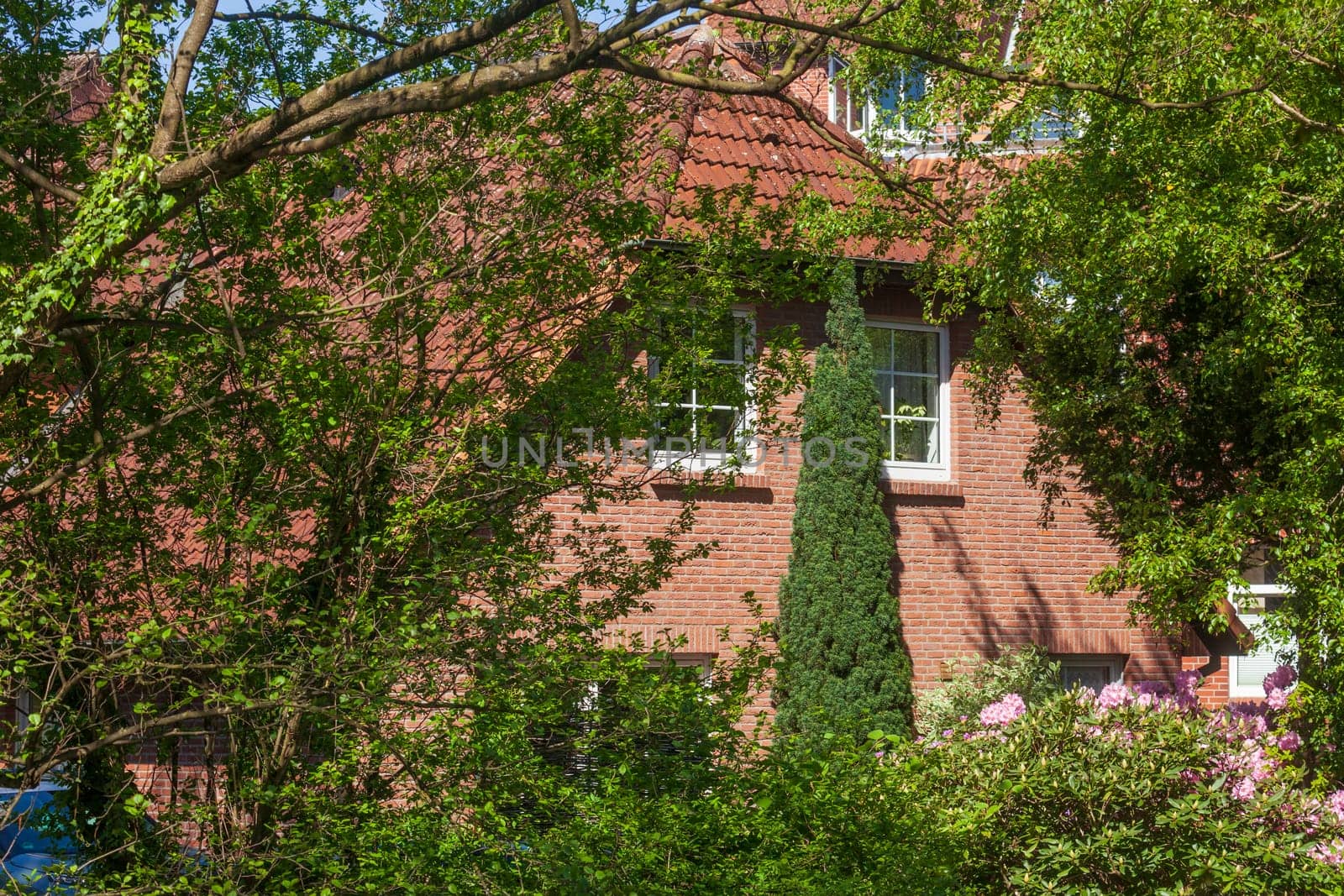 Modern brick residential building, Buxtehude, Lower Saxony, Germany