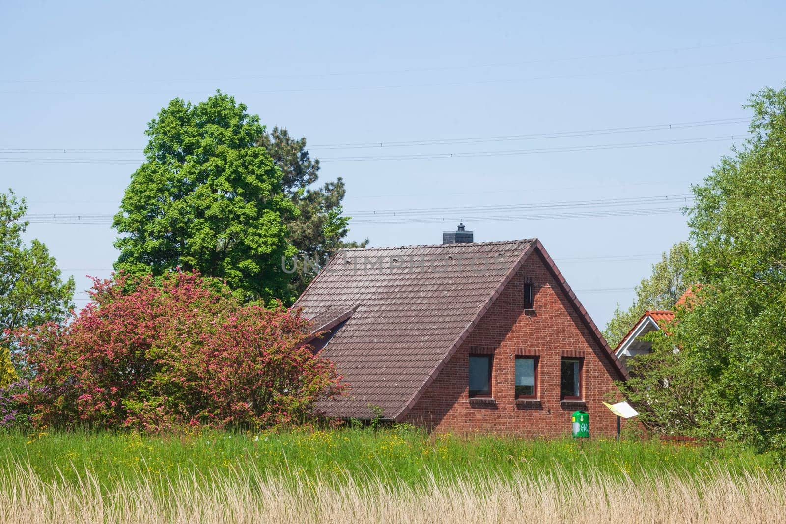 Brick residential building on the River Este, Buxtehude, Lower Saxony, Germany