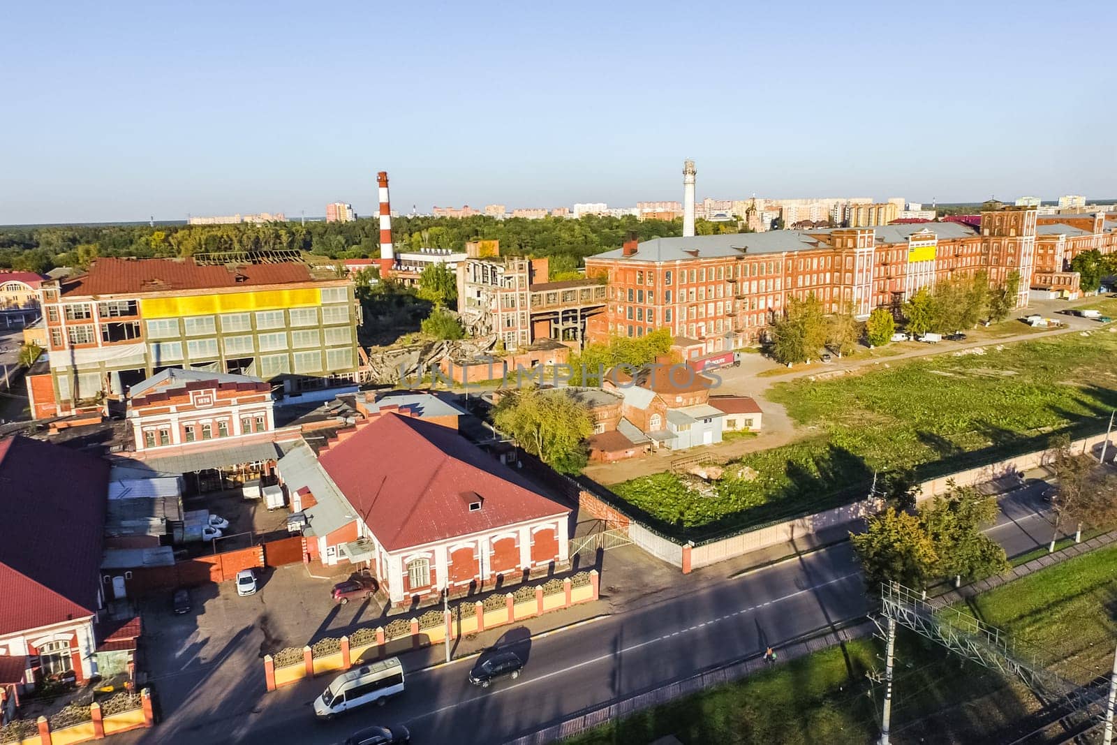 Top view of the city of Moscow, buildings and roads and other infrastructure of the city. Cityscape view from above.