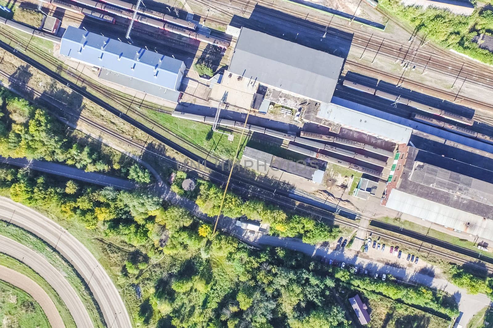 Top view of the city of Moscow, buildings and roads and other infrastructure of the city. Cityscape view from above.