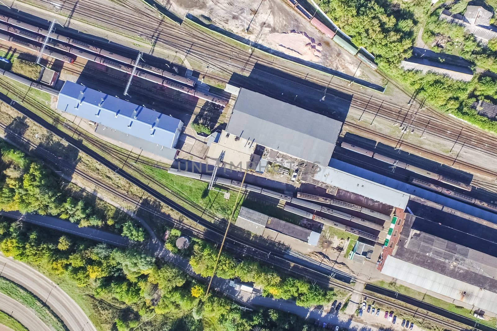 Top view of the city of Moscow, buildings and roads and other infrastructure of the city. Cityscape view from above.