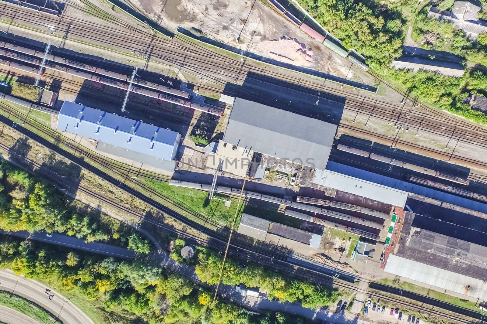 Top view of the city of Moscow, buildings and roads and other infrastructure of the city. Cityscape view from above.
